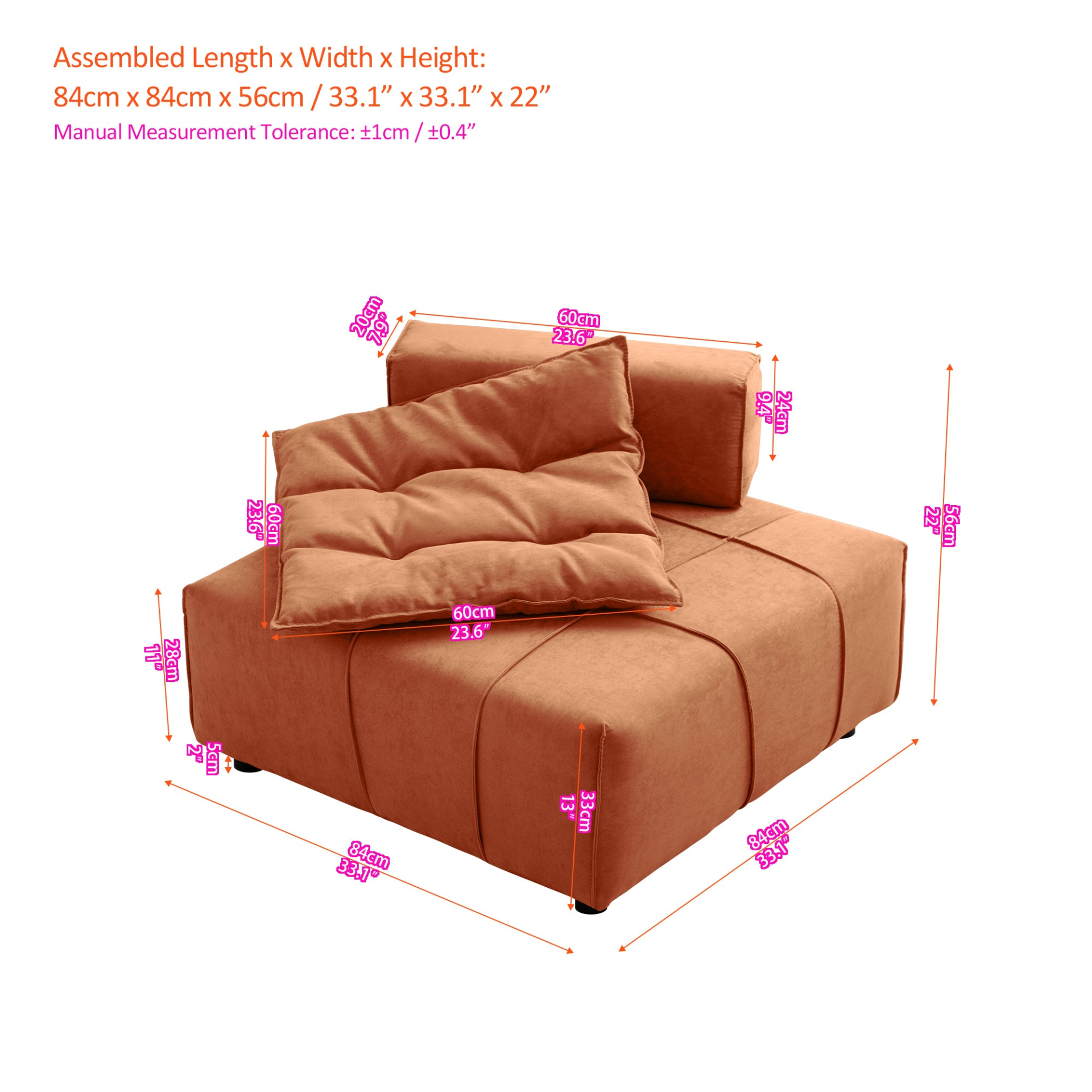 Sofa & Chair sets | Modular Sectional single sofa,Armless Chair with Removable Back Cushion -33.1inchfor living room | casafoyer.myshopify.com