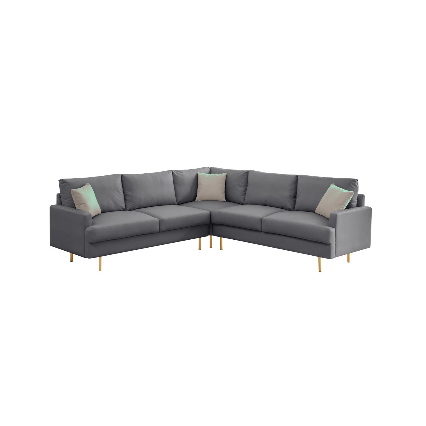 Sofa & Chair sets | L-Shaped Corner Sectional Technical Leather Sofa with Pillows - Dark Grey - 89.8*89.8'' | casafoyer.myshopify.com