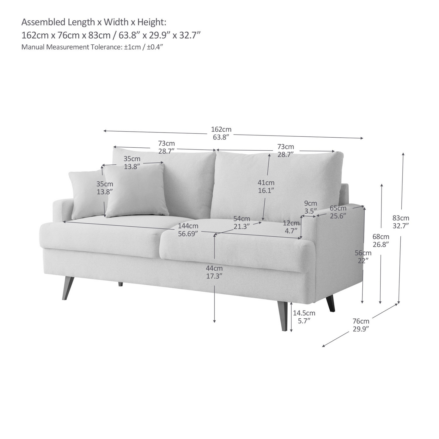 [product_type] | 64" W Fabric Upholstered Love seat with Metal Legs/High Resilience Sponge Couch - Emerald | casafoyer.myshopify.com