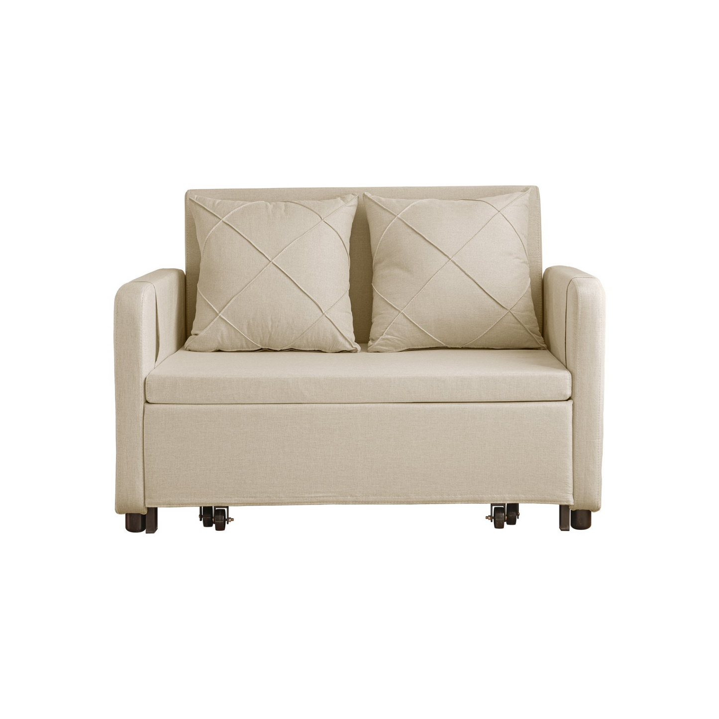 Sofa & Chair sets | Modern Love Seat Futon Sofa Bed with Headboard,Linen Love seat Couch,Pull Out Sofa Bed With 2 Pillows & 2 Sides Pockets for Any Small Spaces | casafoyer.myshopify.com