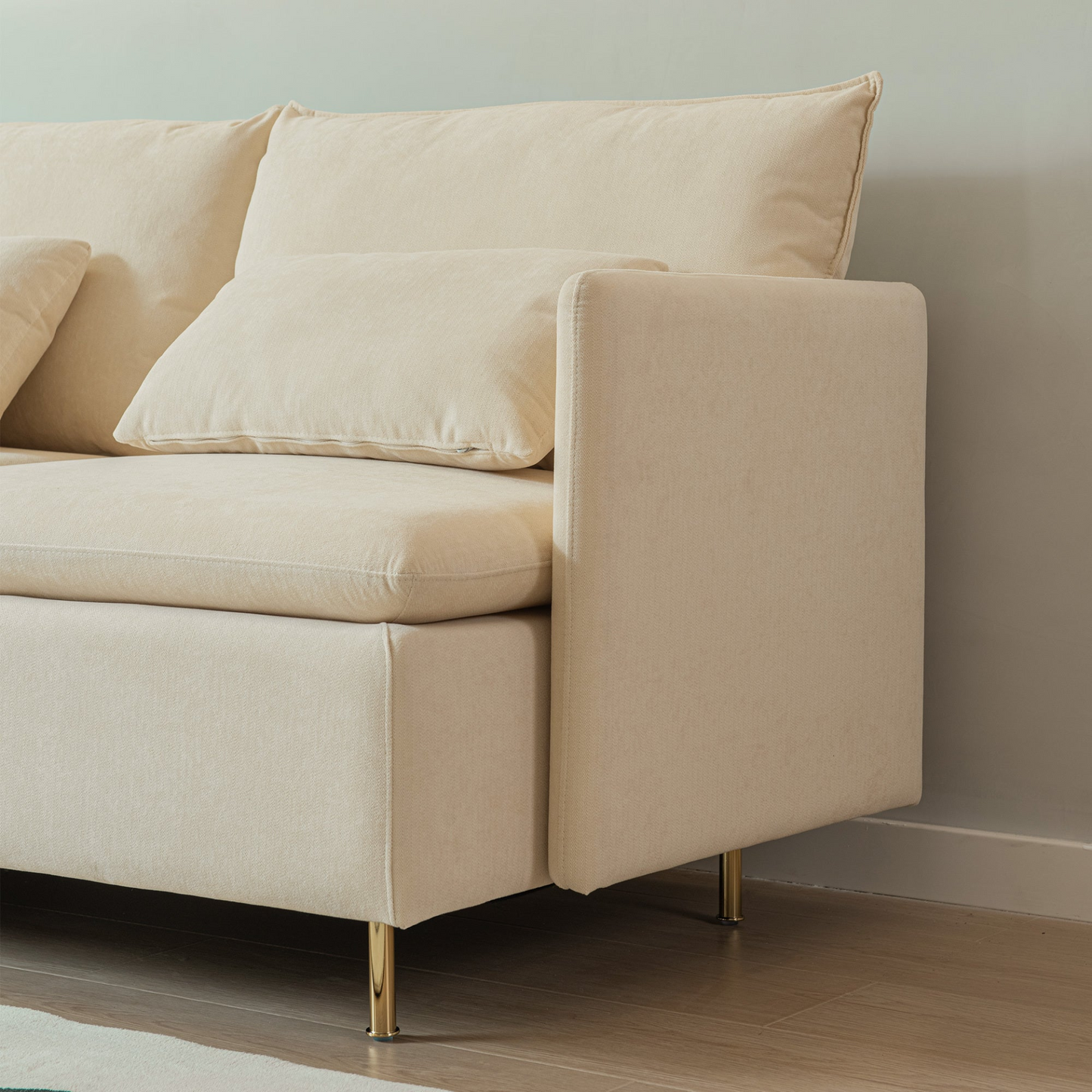 Sofa & Chair sets | Modular L-shaped corner sofa, movable chaise facing left/right, beige cotton-linen -90.9 inches | casafoyer.myshopify.com