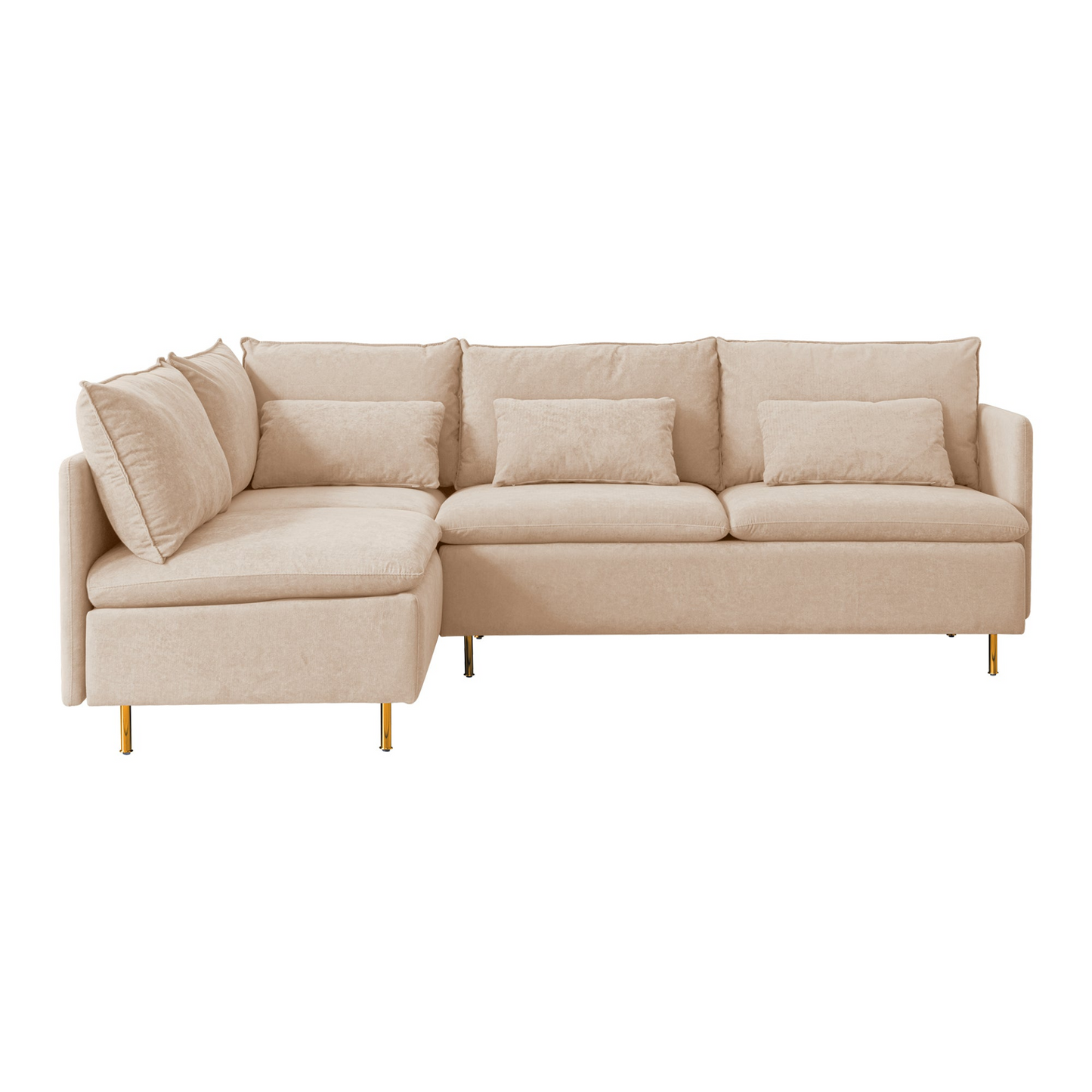 Sofa & Chair sets | Modular L-shaped corner sofa, movable chaise facing left/right, beige cotton-linen -90.9 inches | casafoyer.myshopify.com