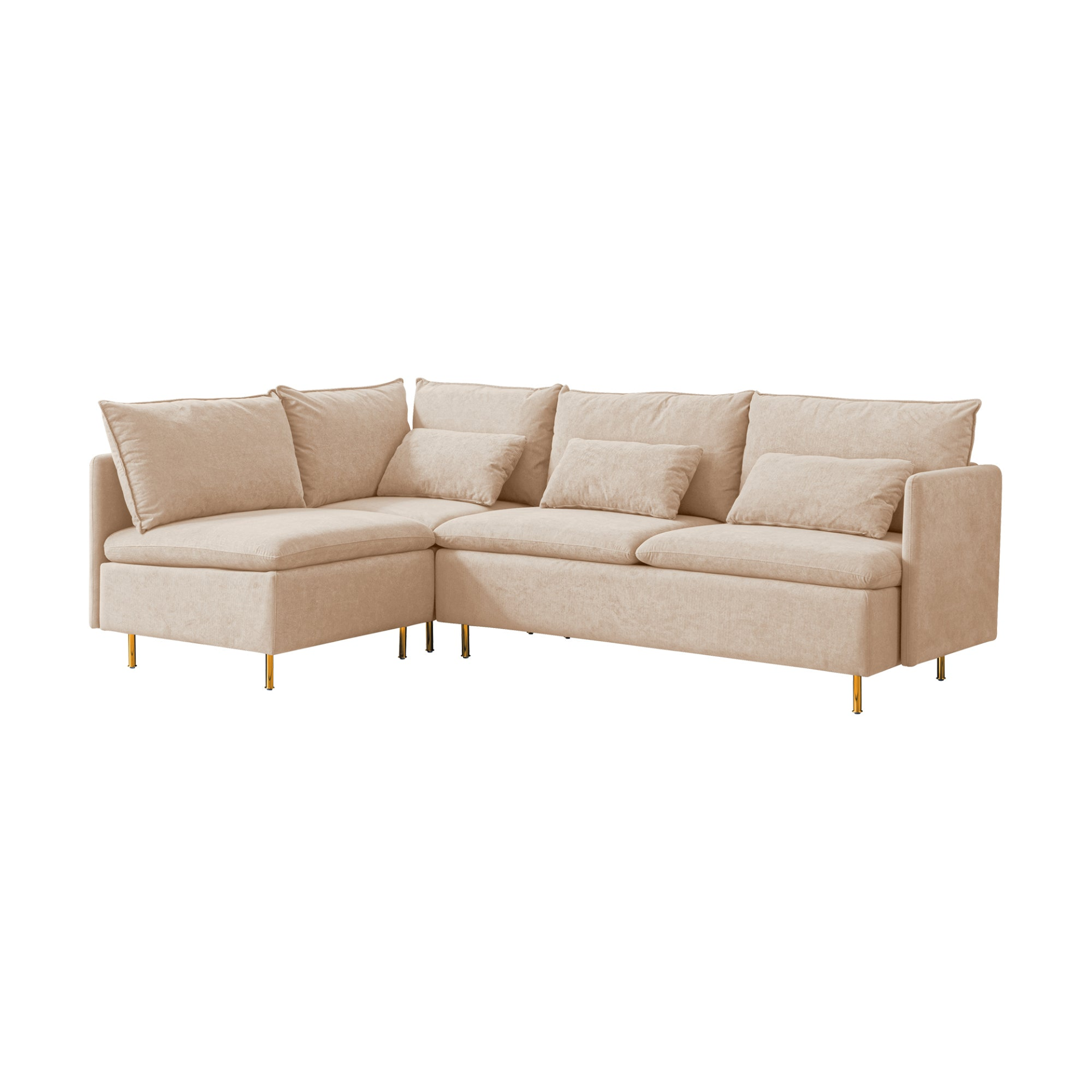 Sofa & Chair sets | Modular L-shaped corner sofa, movable chaise facing left/right, beige cotton-linen -90.9 inches | casafoyer.myshopify.com