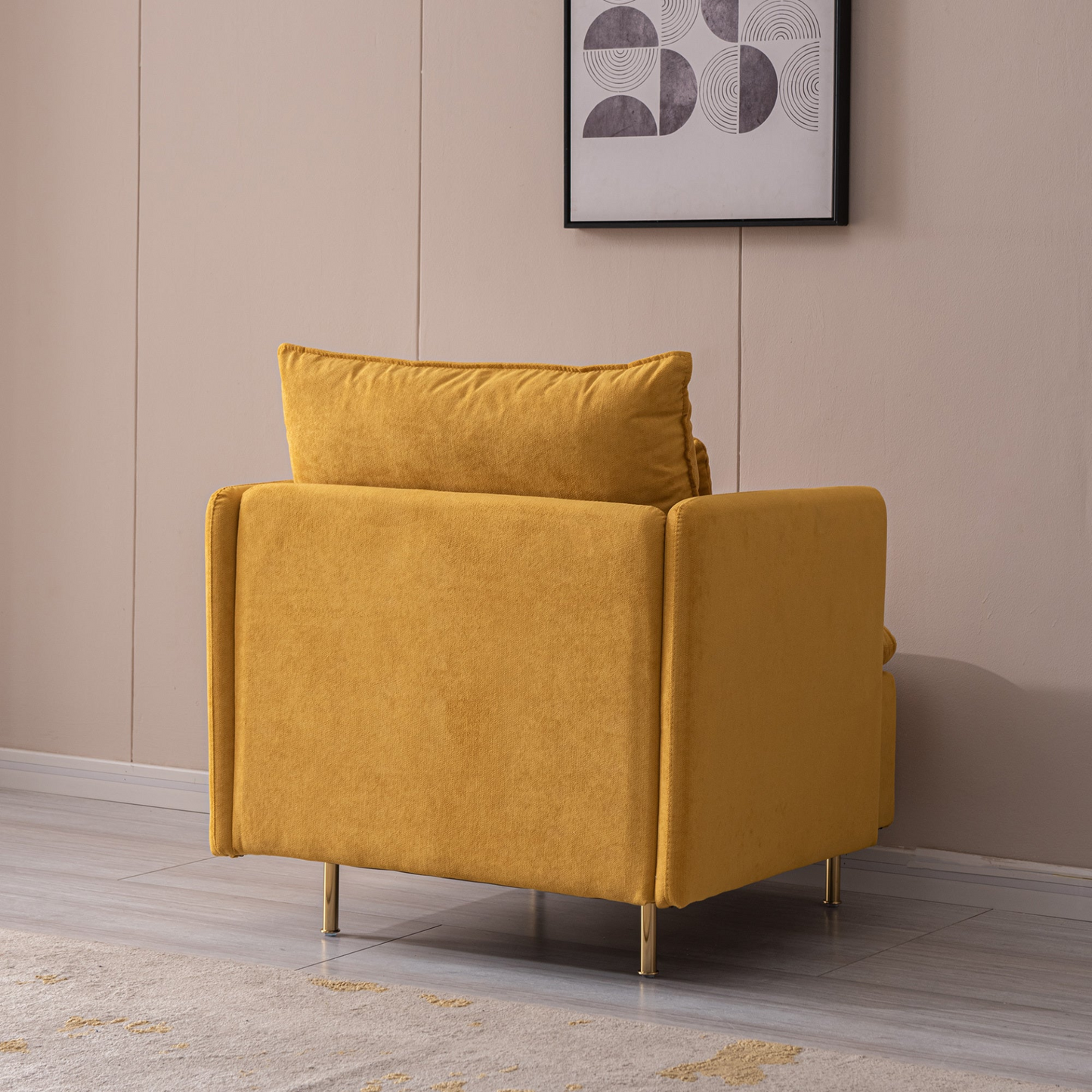 Sofa & Chair sets | Modern Fabric Accent Armchair - Yellow Cotton Linen-30.7'' | casafoyer.myshopify.com