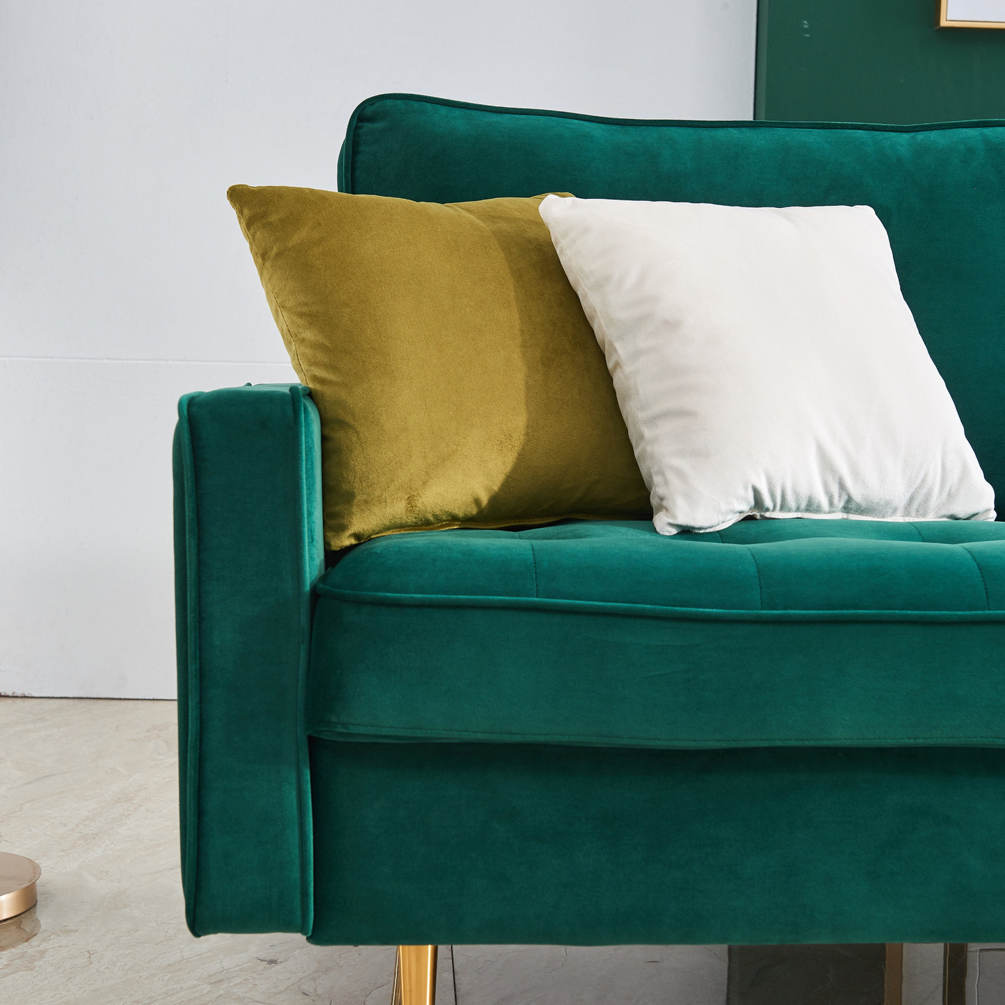 [product_type] | 70'' Modern Button Tufted Sofa with 2 Throw Pillows for Living Room - Emerald | casafoyer.myshopify.com