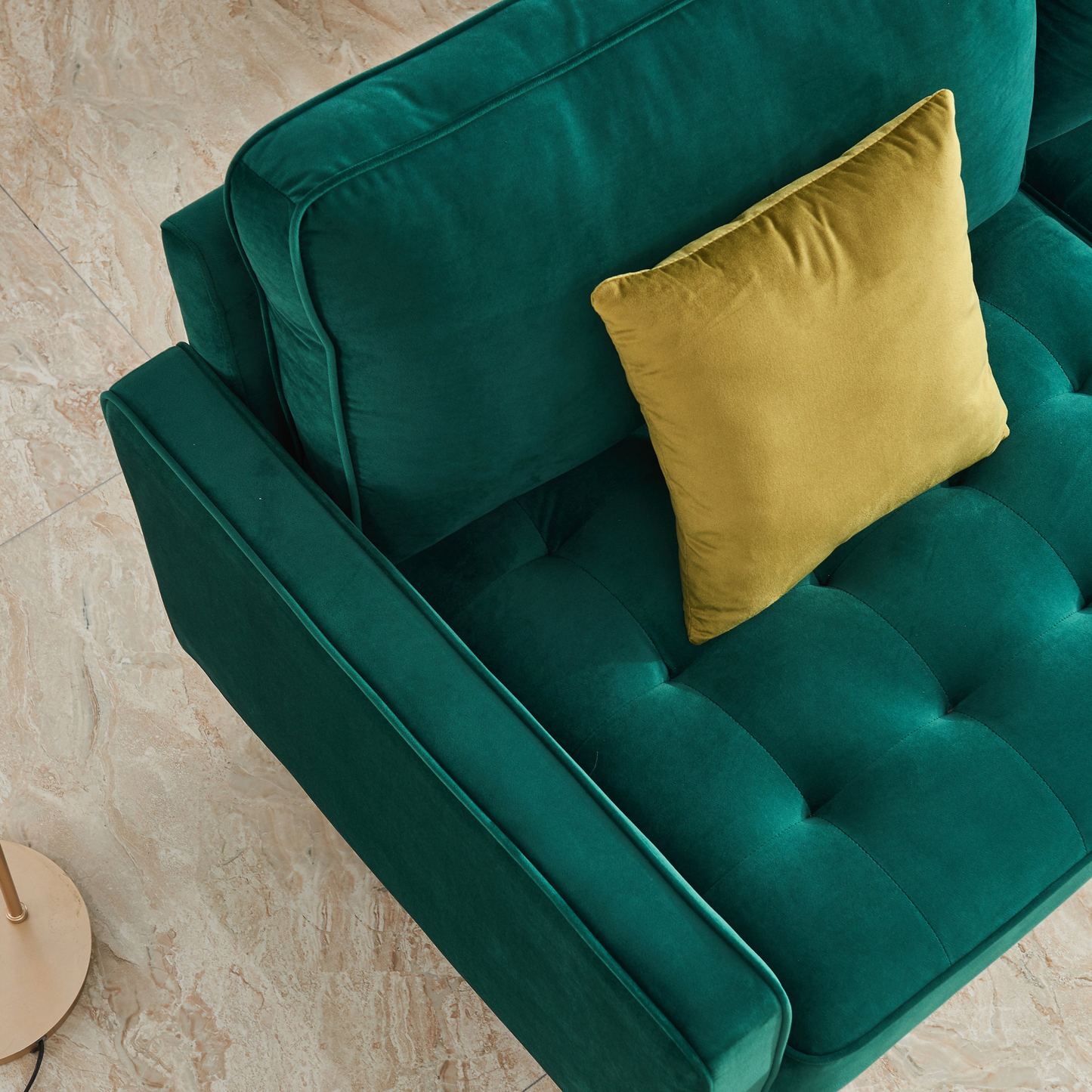 [product_type] | 70'' Modern Button Tufted Sofa with 2 Throw Pillows for Living Room - Emerald | casafoyer.myshopify.com