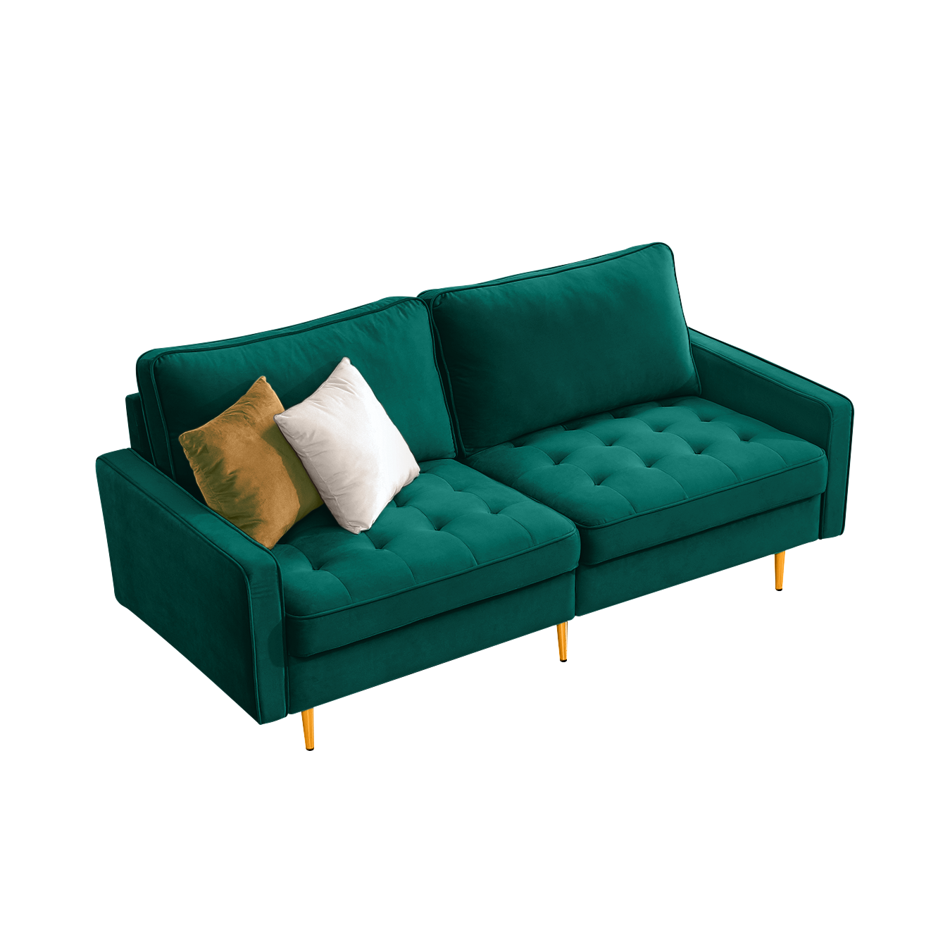 [product_type] | 70'' Modern Button Tufted Sofa with 2 Throw Pillows for Living Room - Emerald | casafoyer.myshopify.com