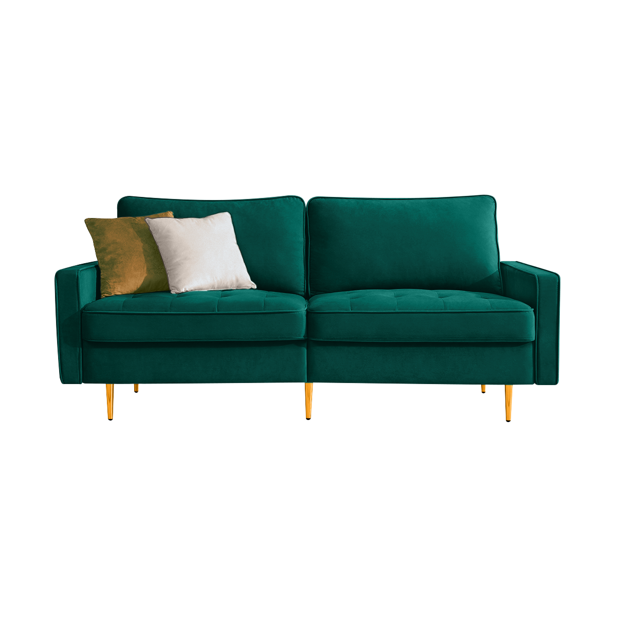 [product_type] | 70'' Modern Button Tufted Sofa with 2 Throw Pillows for Living Room - Emerald | casafoyer.myshopify.com