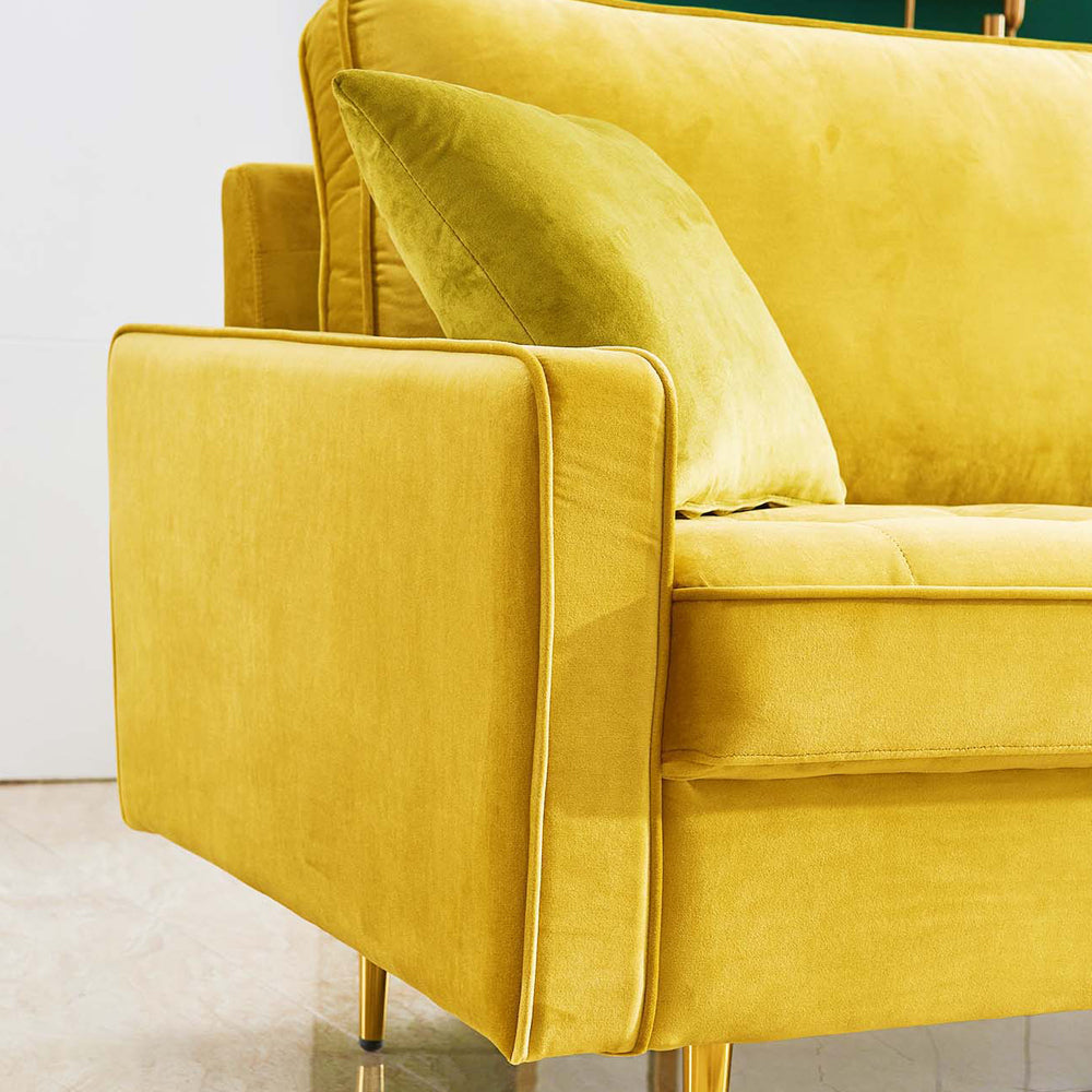 Sofa & Chair sets | Modern Velvet Fabric Sofa 71" - Yellow | Luxurious Design | casafoyer.myshopify.com