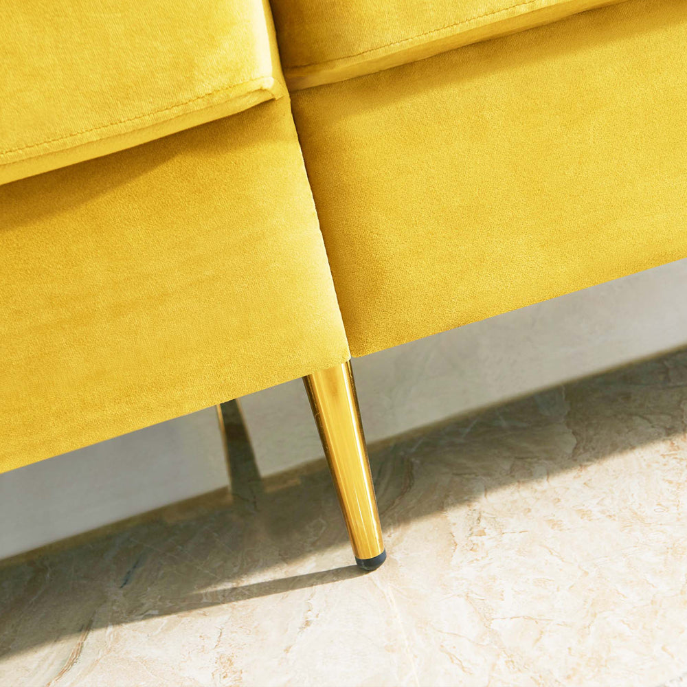 Sofa & Chair sets | Modern Velvet Fabric Sofa 71" - Yellow | Luxurious Design | casafoyer.myshopify.com