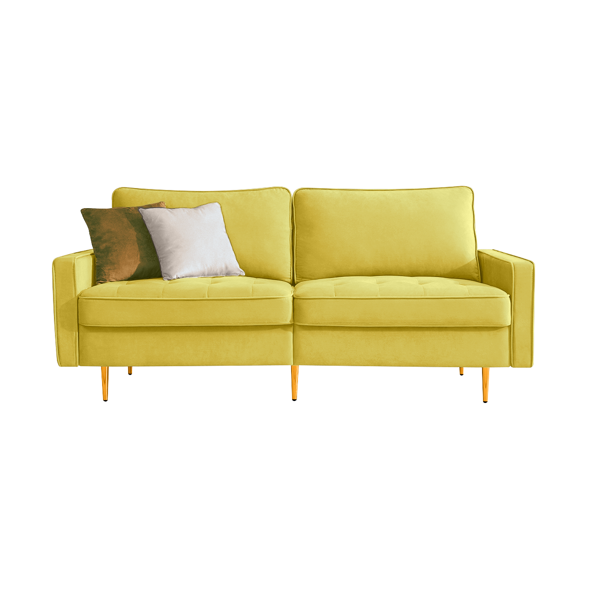 Sofa & Chair sets | Modern Velvet Fabric Sofa 71" - Yellow | Luxurious Design | casafoyer.myshopify.com