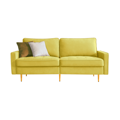 Sofa & Chair sets | Modern Velvet Fabric Sofa 71" - Yellow | Luxurious Design | casafoyer.myshopify.com