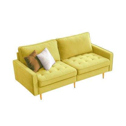 Sofa & Chair sets | Modern Velvet Fabric Sofa 71" - Yellow | Luxurious Design | casafoyer.myshopify.com