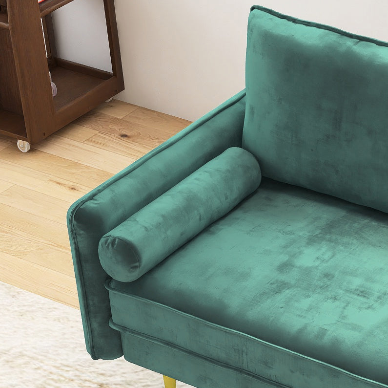 [product_type] | 71'' Velvet Sofa - Mid Century Couch with 2 Throw Pillows & Pockets for Living Room, Green | casafoyer.myshopify.com