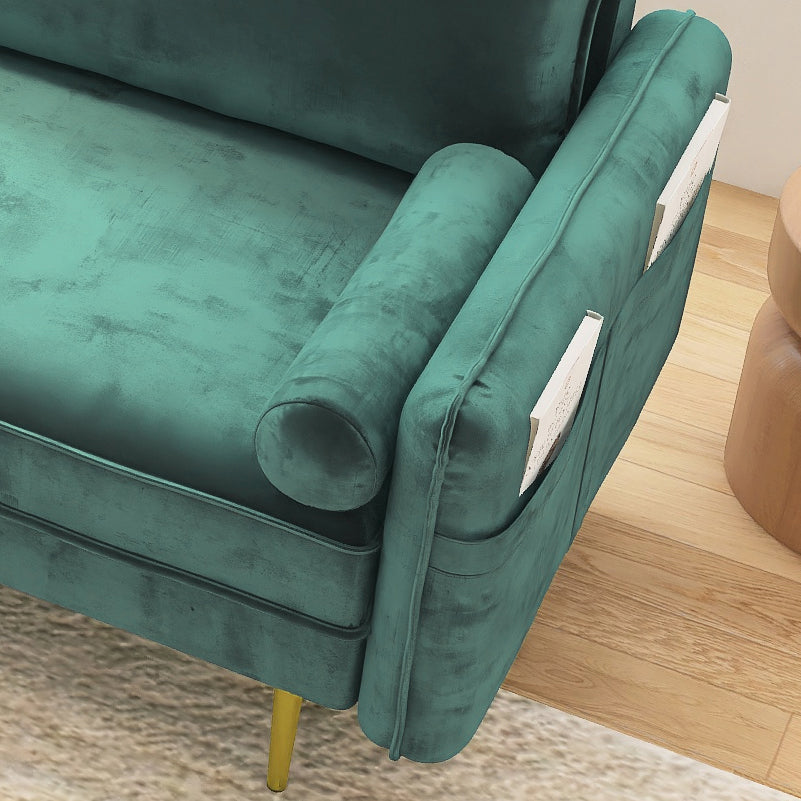 [product_type] | 71'' Velvet Sofa - Mid Century Couch with 2 Throw Pillows & Pockets for Living Room, Green | casafoyer.myshopify.com