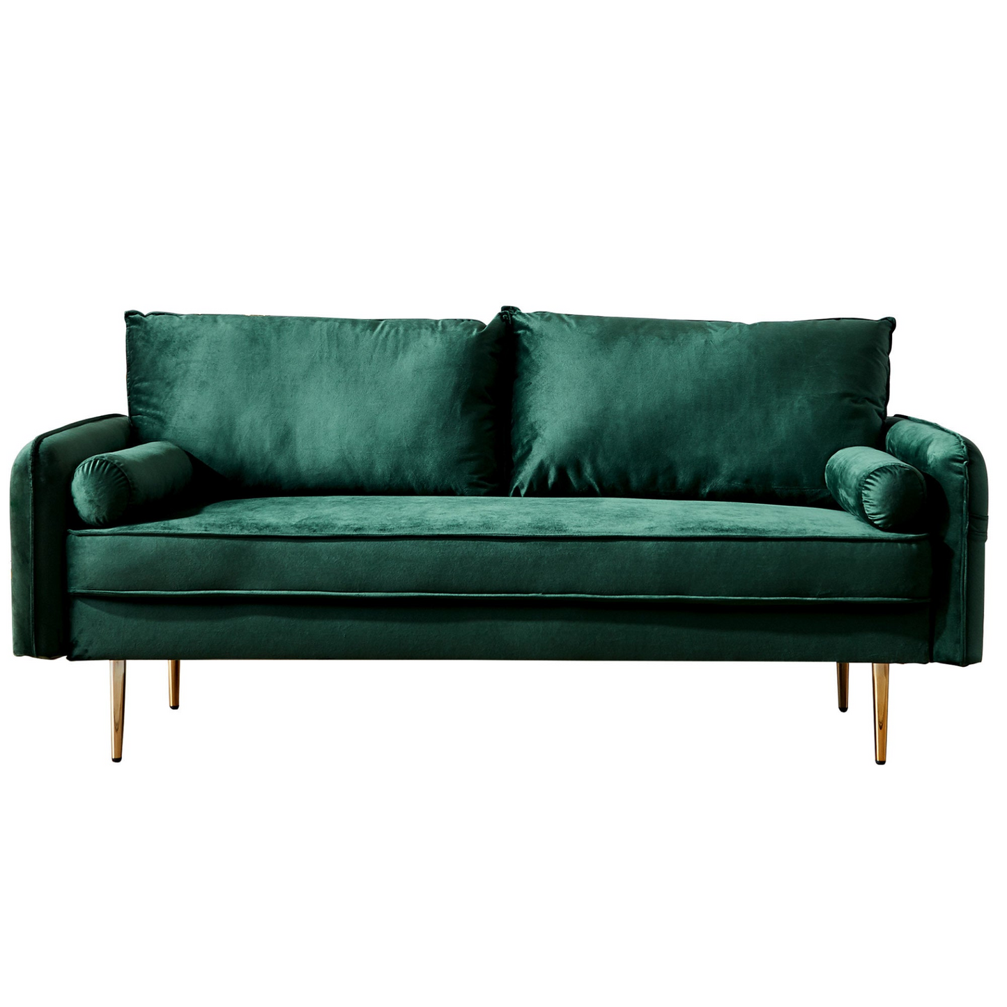 [product_type] | 71'' Velvet Sofa - Mid Century Couch with 2 Throw Pillows & Pockets for Living Room, Green | casafoyer.myshopify.com