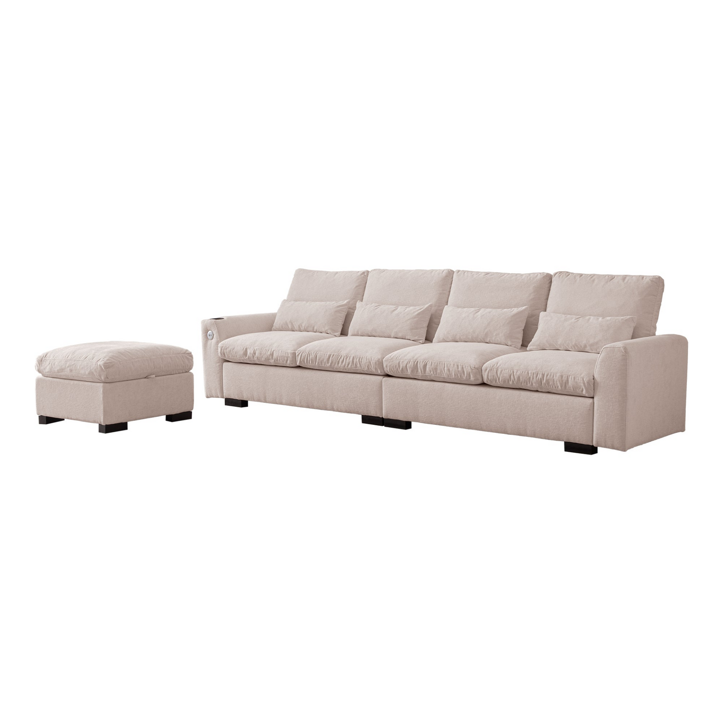 Sofa & Chair sets | Modern Modular L Shaped Chenille Sofa Couch Reversible Ottoman With Storage Removable and Washable Cushions Sofa With USB Ports & Cup Holder For Living Room | casafoyer.myshopify.com