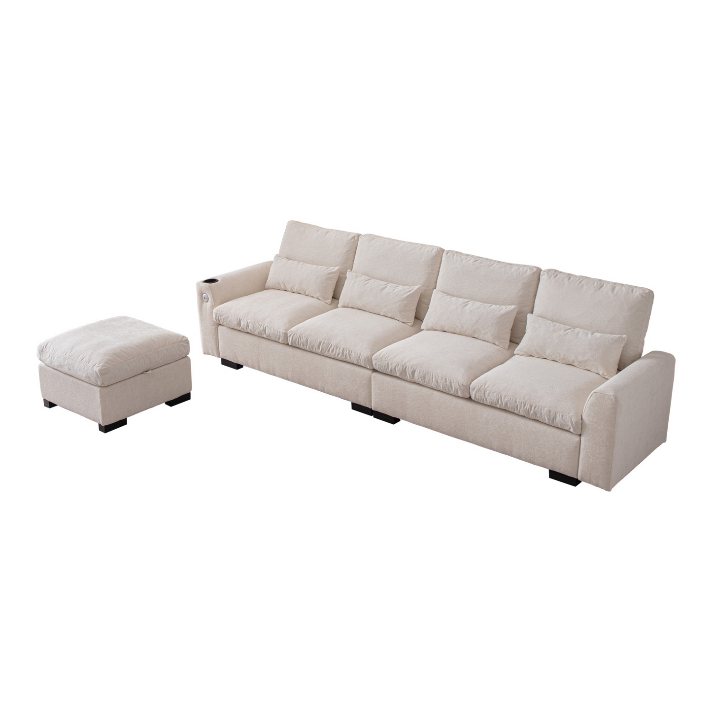 Sofa & Chair sets | Modern Modular L Shaped Chenille Sofa Couch Reversible Ottoman With Storage Removable and Washable Cushions Sofa With USB Ports & Cup Holder For Living Room | casafoyer.myshopify.com