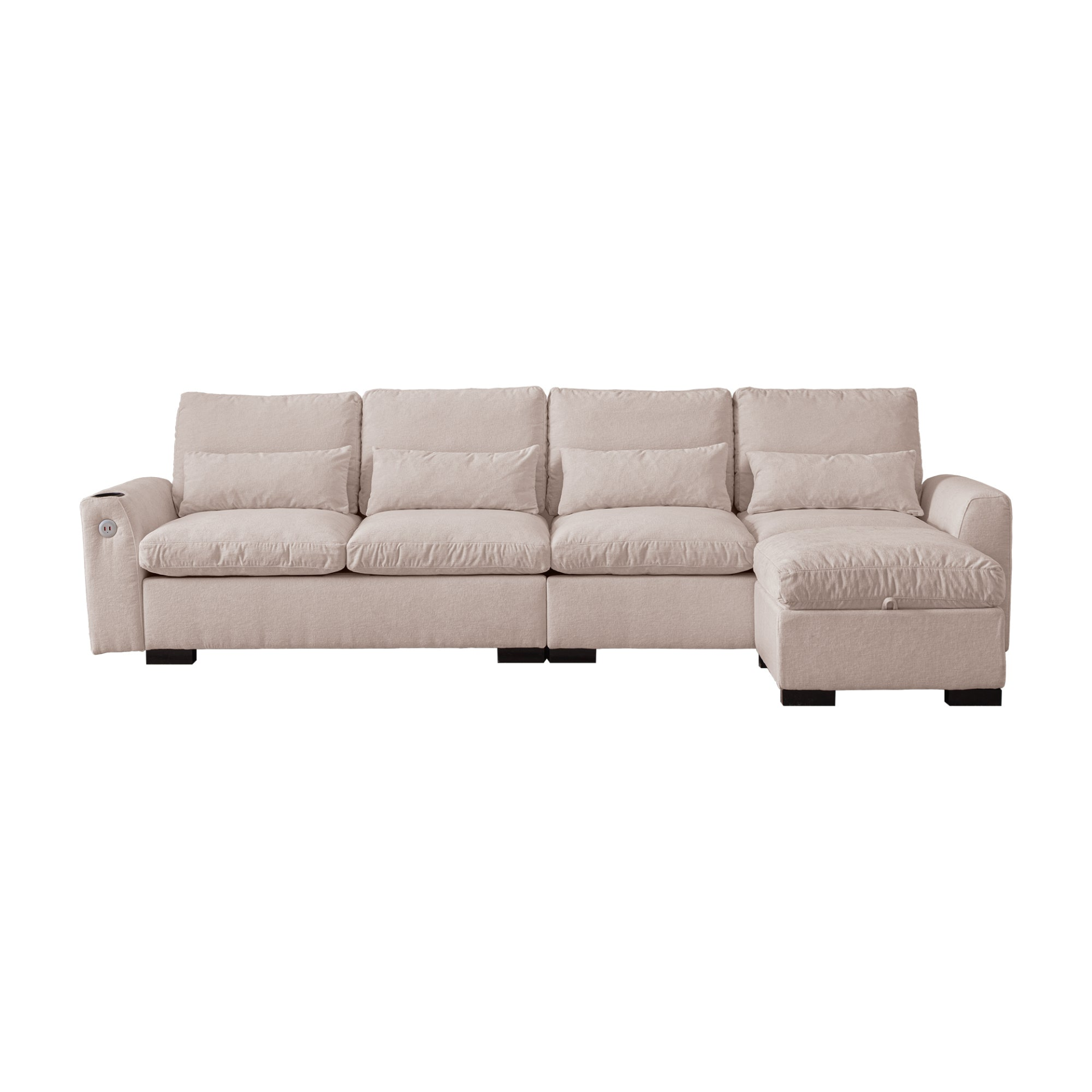 Sofa & Chair sets | Modern Modular L Shaped Chenille Sofa Couch Reversible Ottoman With Storage Removable and Washable Cushions Sofa With USB Ports & Cup Holder For Living Room | casafoyer.myshopify.com