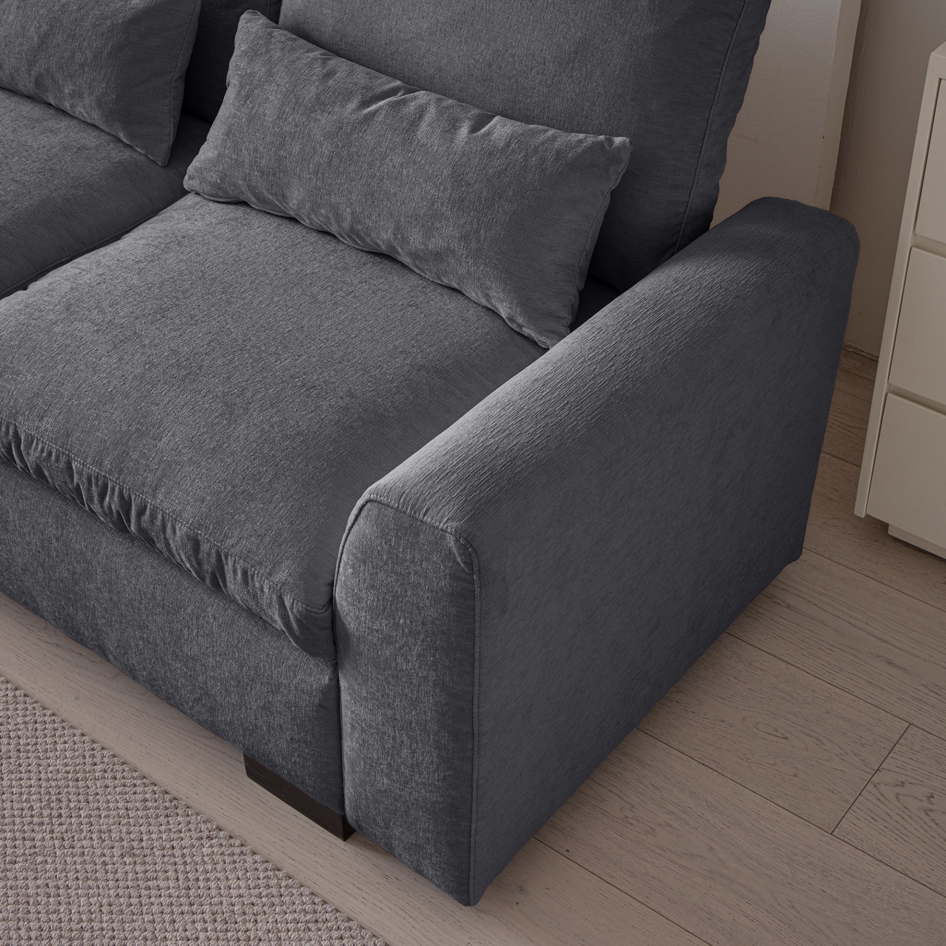 Sofa & Chair sets | Modern Modular L Shaped Chenille Sofa Couch Reversible Ottoman With Storage Removable and Washable Cushions Sofa With USB Ports & Cup Holder For Living Room | casafoyer.myshopify.com