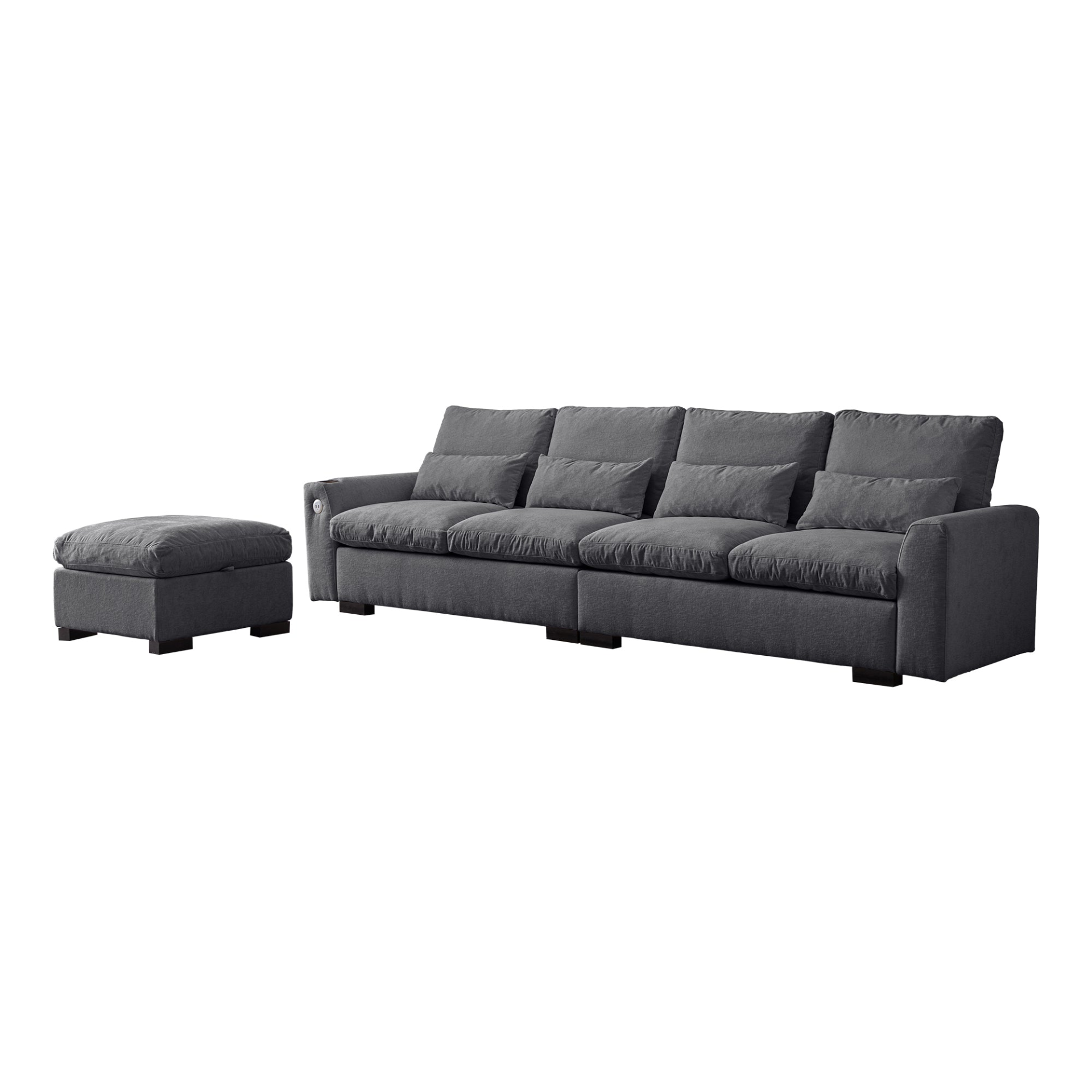 Sofa & Chair sets | Modern Modular L Shaped Chenille Sofa Couch Reversible Ottoman With Storage Removable and Washable Cushions Sofa With USB Ports & Cup Holder For Living Room | casafoyer.myshopify.com