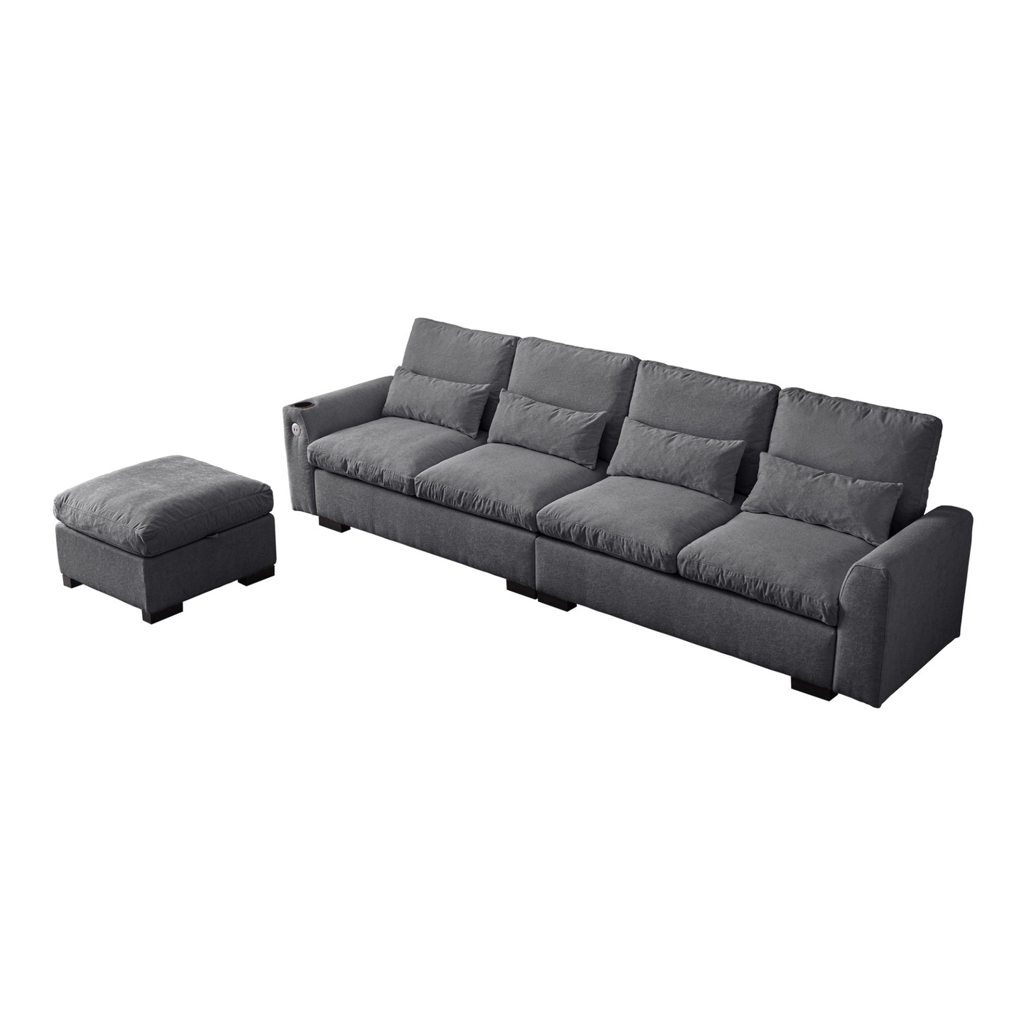 Sofa & Chair sets | Modern Modular L Shaped Chenille Sofa Couch Reversible Ottoman With Storage Removable and Washable Cushions Sofa With USB Ports & Cup Holder For Living Room | casafoyer.myshopify.com