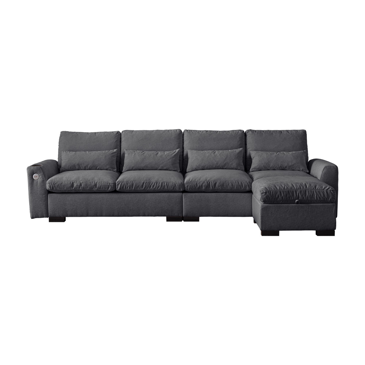 Sofa & Chair sets | Modern Modular L Shaped Chenille Sofa Couch Reversible Ottoman With Storage Removable and Washable Cushions Sofa With USB Ports & Cup Holder For Living Room | casafoyer.myshopify.com