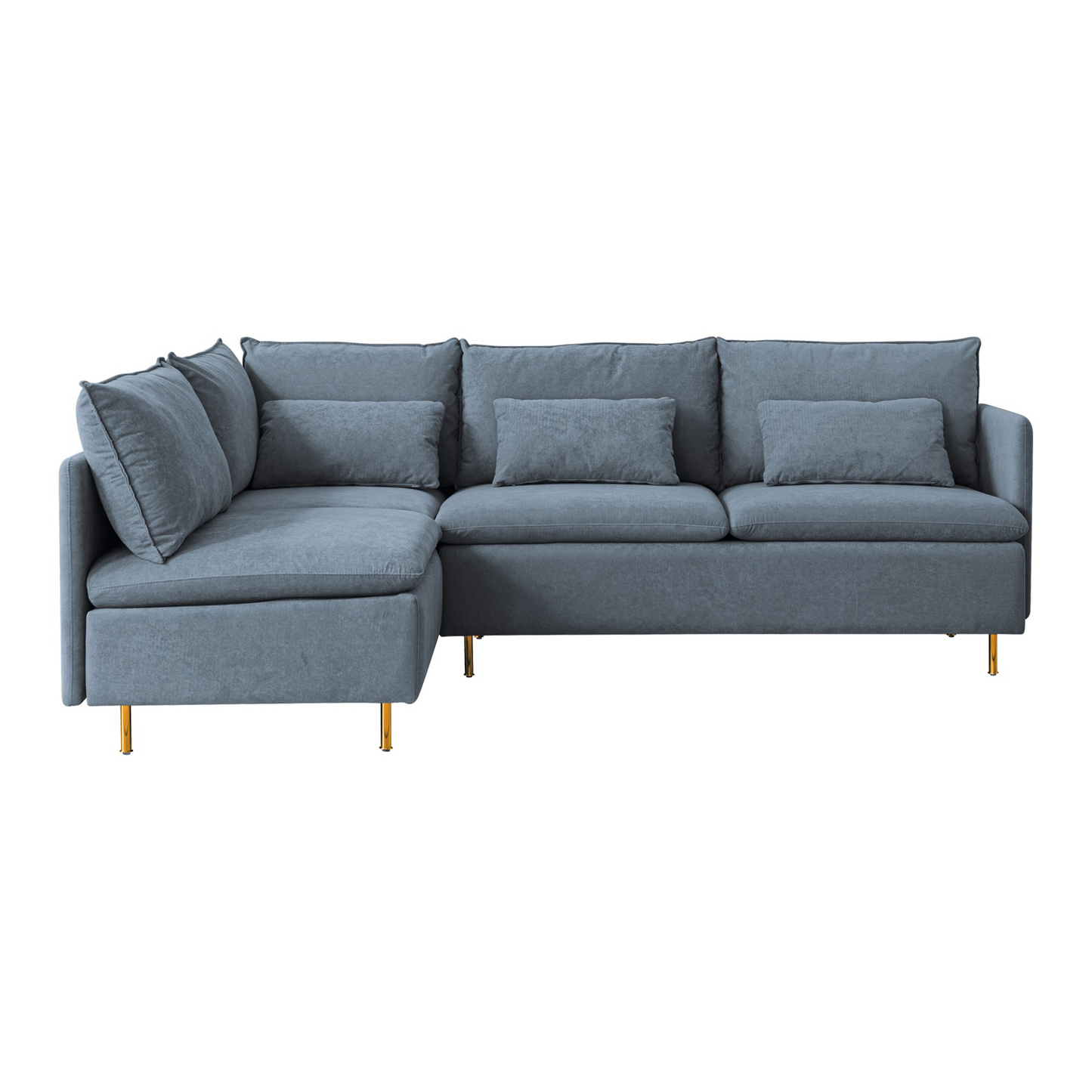 Sofa & Chair sets | Modular L-shaped Corner Sofa, Movable Chaise Facing Left/Right, Grey Cotton-Linen - 90.9 Inches | casafoyer.myshopify.com