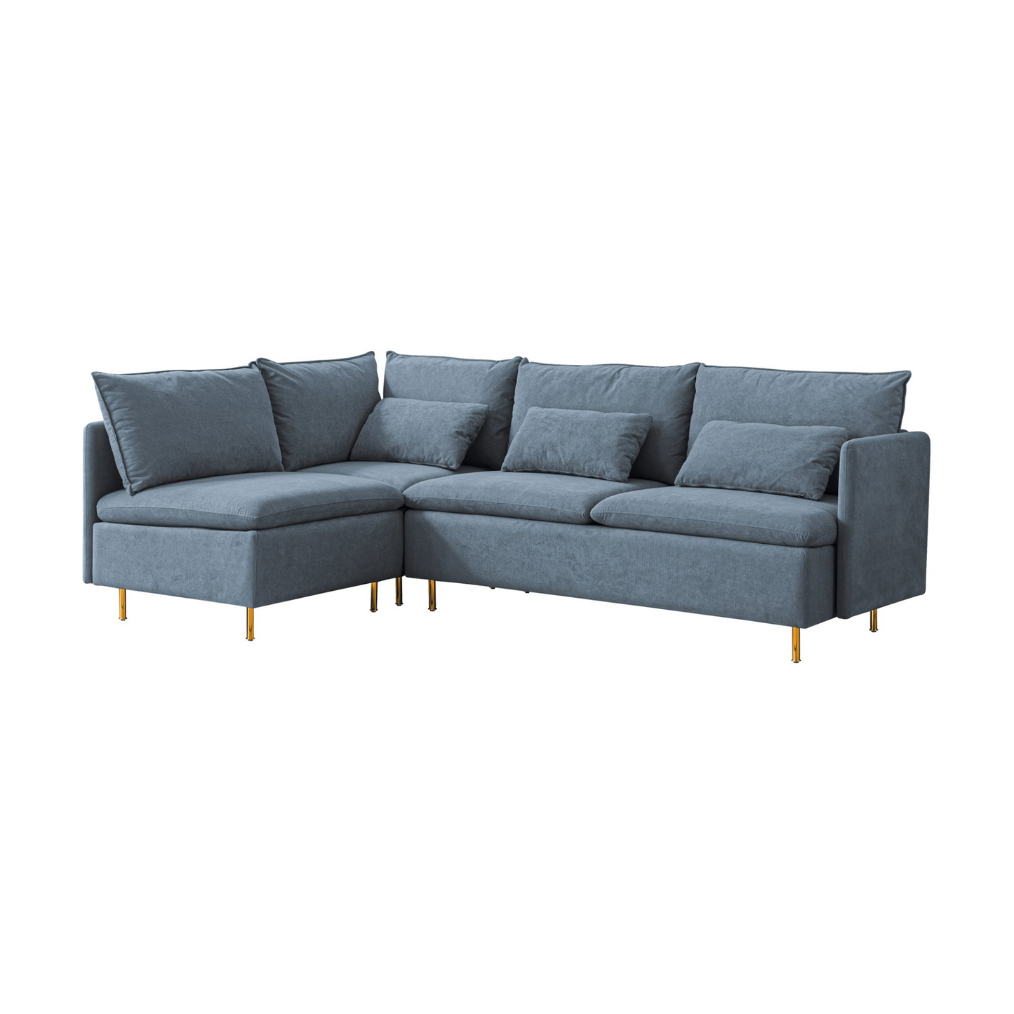 Sofa & Chair sets | Modular L-shaped Corner Sofa, Movable Chaise Facing Left/Right, Grey Cotton-Linen - 90.9 Inches | casafoyer.myshopify.com