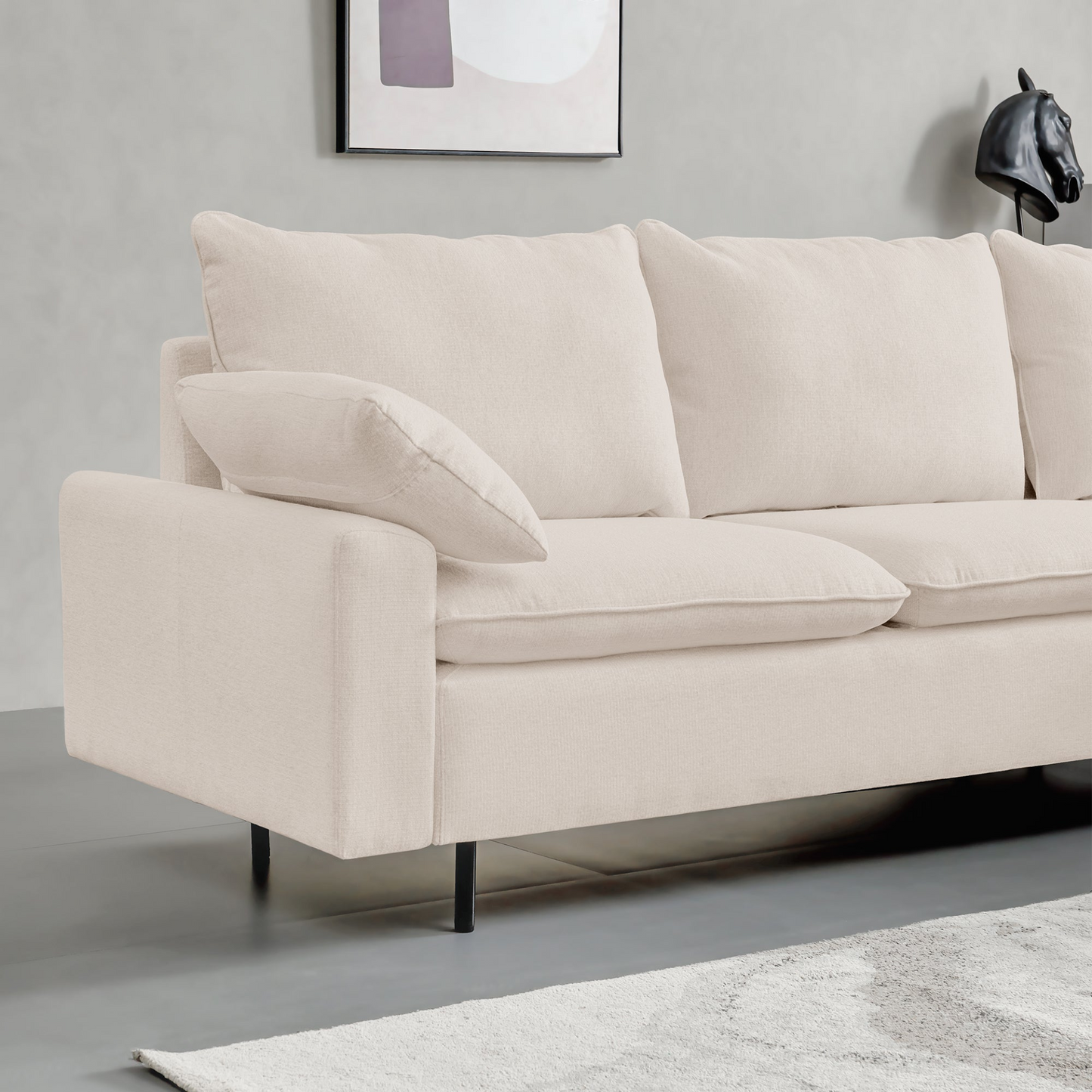 Sofa & Chair sets | L-Shaped Linen Sectional Sofa with Left Chaise (Right-Facing Chaise), Beige - Comfortable and Stylish | casafoyer.myshopify.com