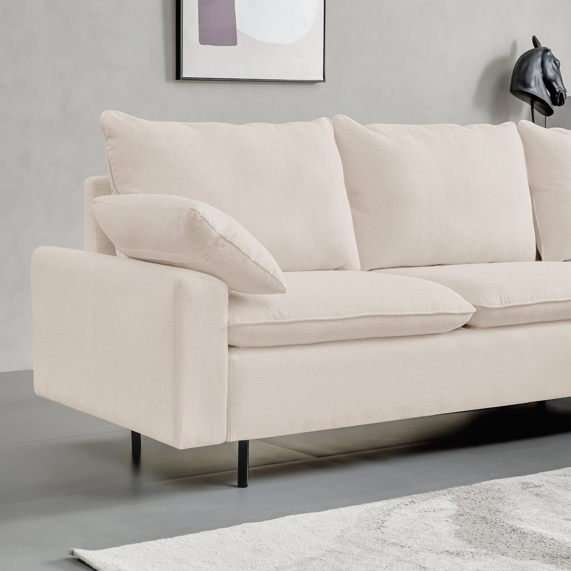 Sofa & Chair sets | L-Shaped Linen Sectional Sofa with Left Chaise (Right-Facing Chaise), Beige - Comfortable and Stylish | casafoyer.myshopify.com