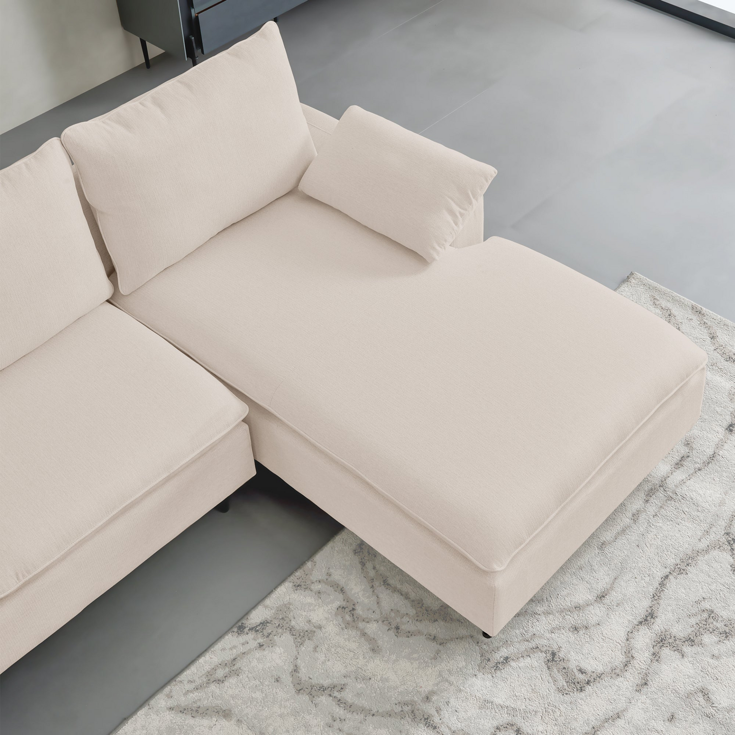 Sofa & Chair sets | L-Shaped Linen Sectional Sofa with Left Chaise (Right-Facing Chaise), Beige - Comfortable and Stylish | casafoyer.myshopify.com