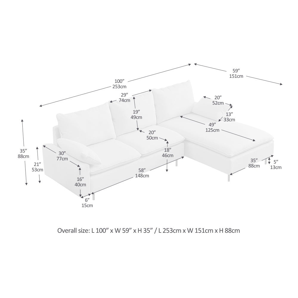 Sofa & Chair sets | L-Shaped Linen Sectional Sofa with Left Chaise (Right-Facing Chaise), Beige - Comfortable and Stylish | casafoyer.myshopify.com