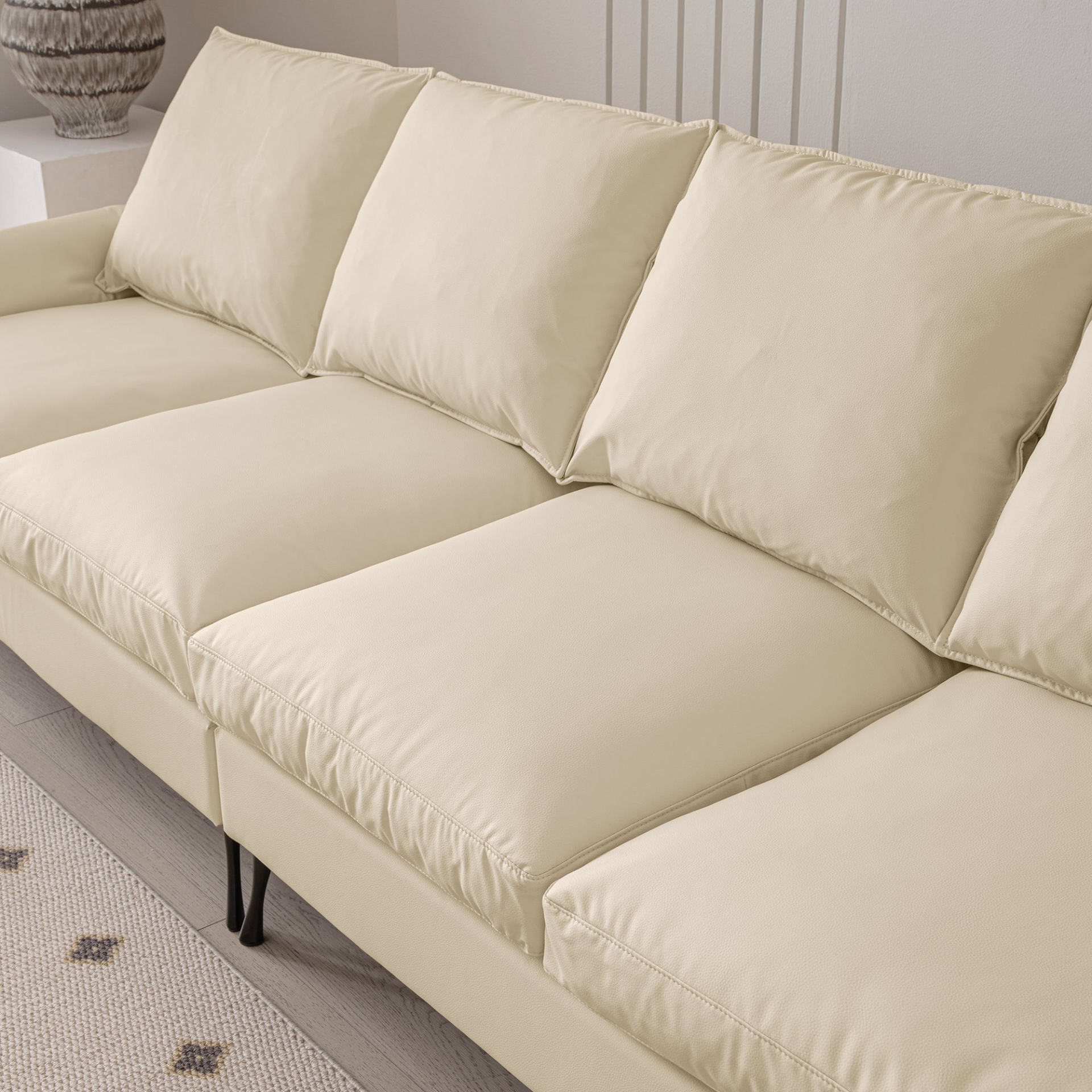 [product_type] | 104.5" Modern Sectional Technical leather L-Shaped Sofa Couch with Convertible Ottoman | casafoyer.myshopify.com