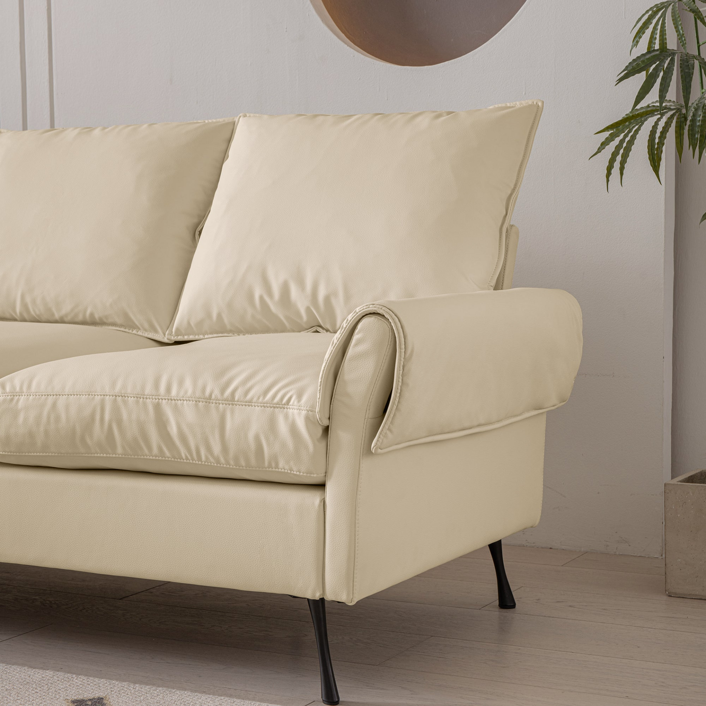 [product_type] | 104.5" Modern Sectional Technical leather L-Shaped Sofa Couch with Convertible Ottoman | casafoyer.myshopify.com