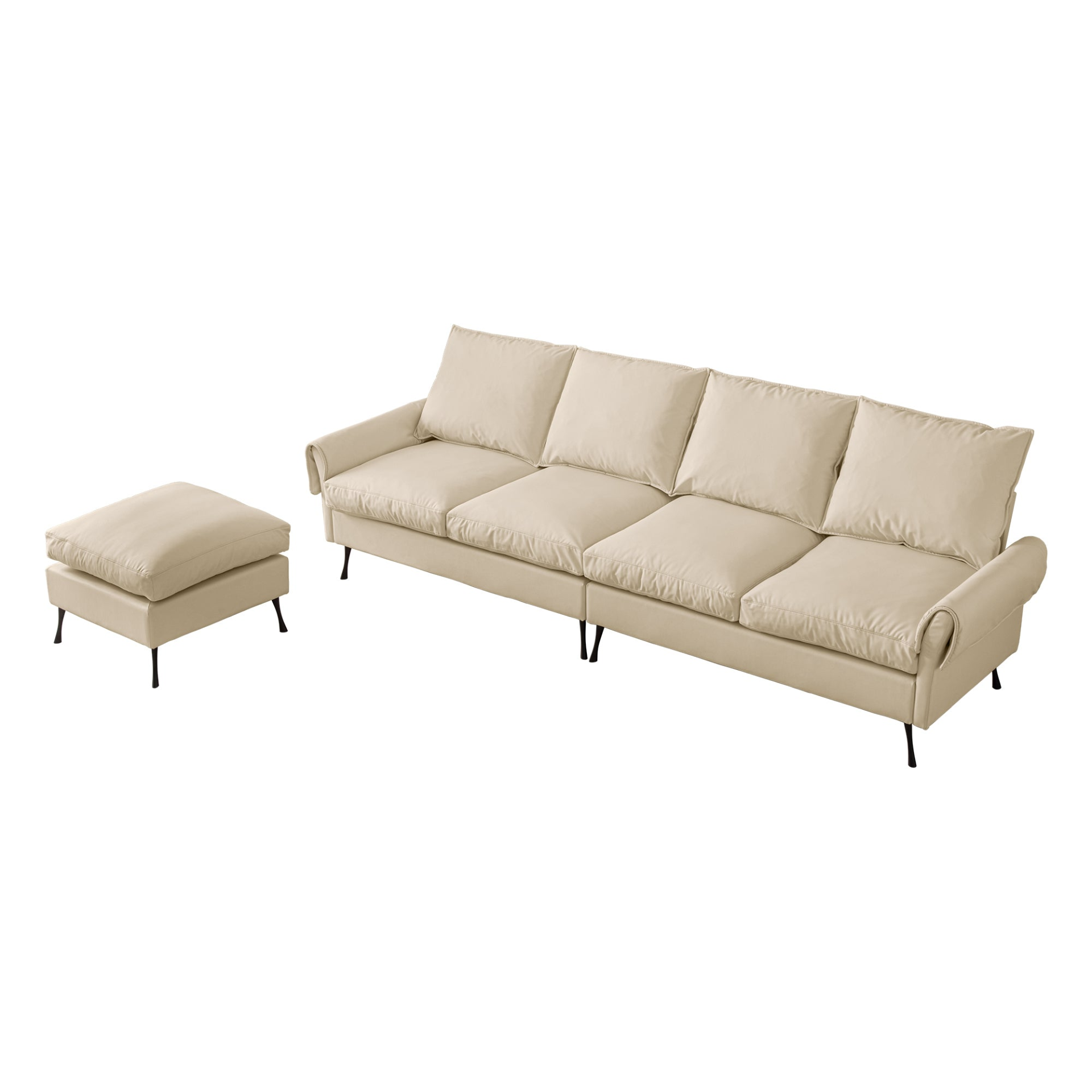 [product_type] | 104.5" Modern Sectional Technical leather L-Shaped Sofa Couch with Convertible Ottoman | casafoyer.myshopify.com