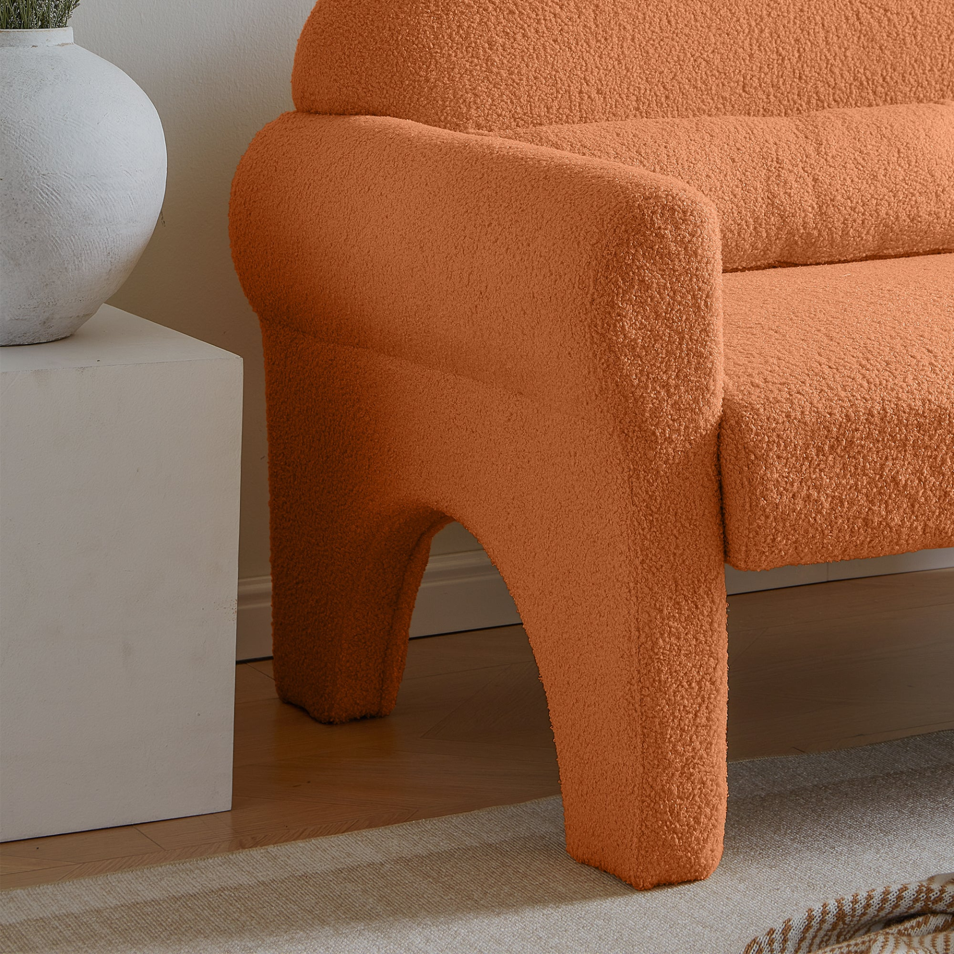 Sofa & Chair sets | modern boucle accent chair with lumbar pillow for living room | casafoyer.myshopify.com