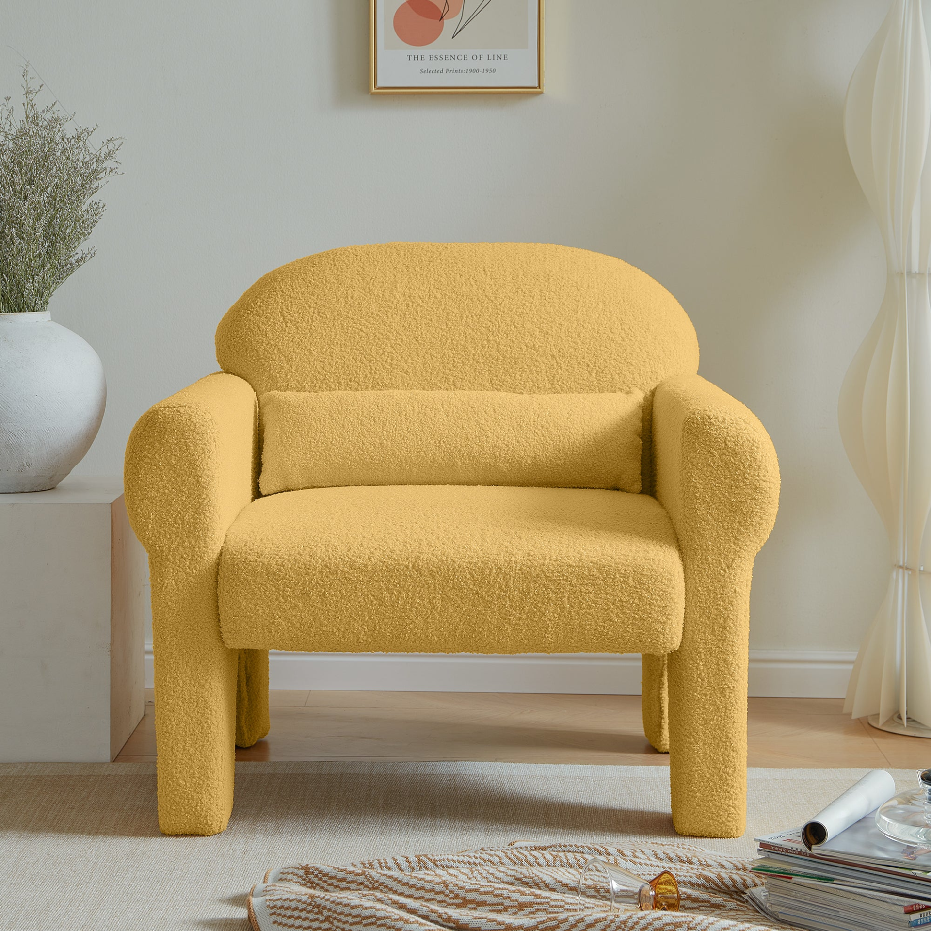 Sofa & Chair sets | modern boucle accent chair with lumbar pillow for living room | casafoyer.myshopify.com