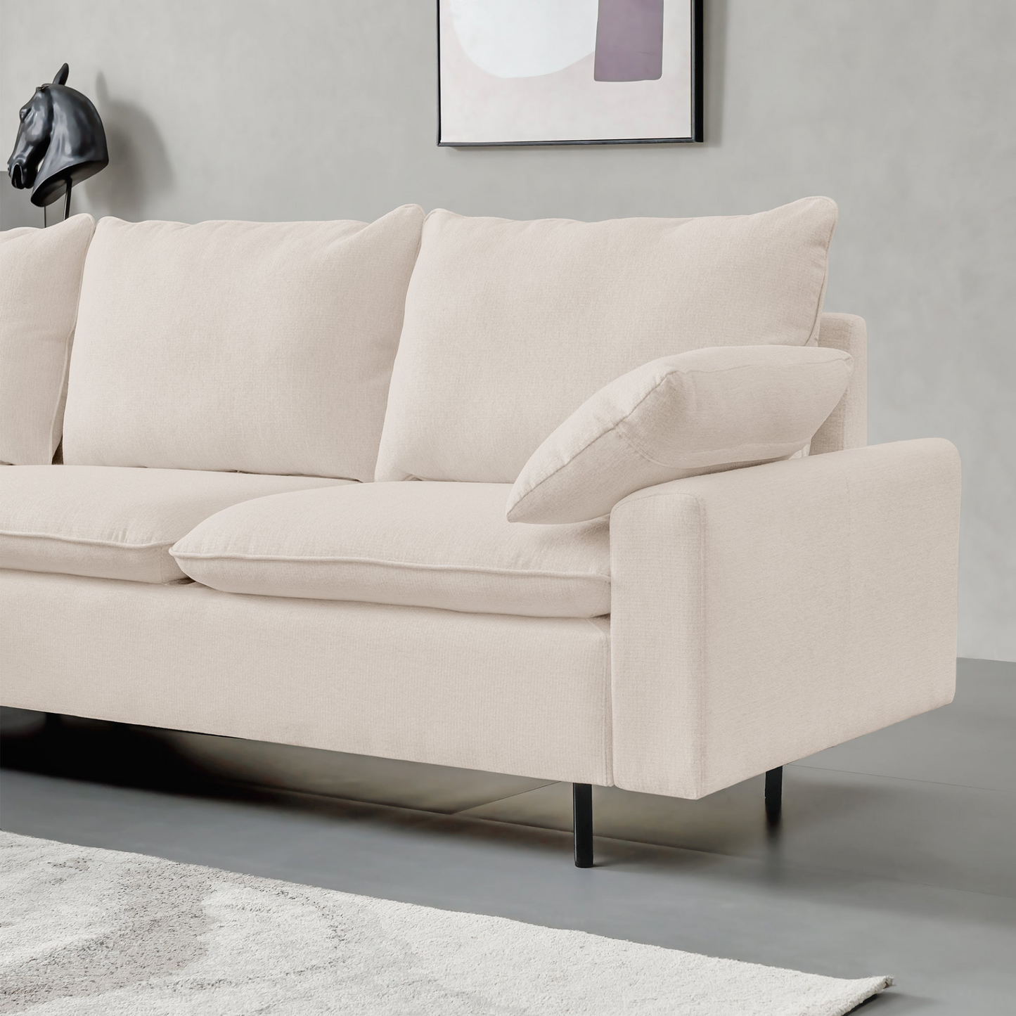 Sofa & Chair sets | L-Shaped linen sectional sofa with right chaise(left-facing chaise),Beige | casafoyer.myshopify.com