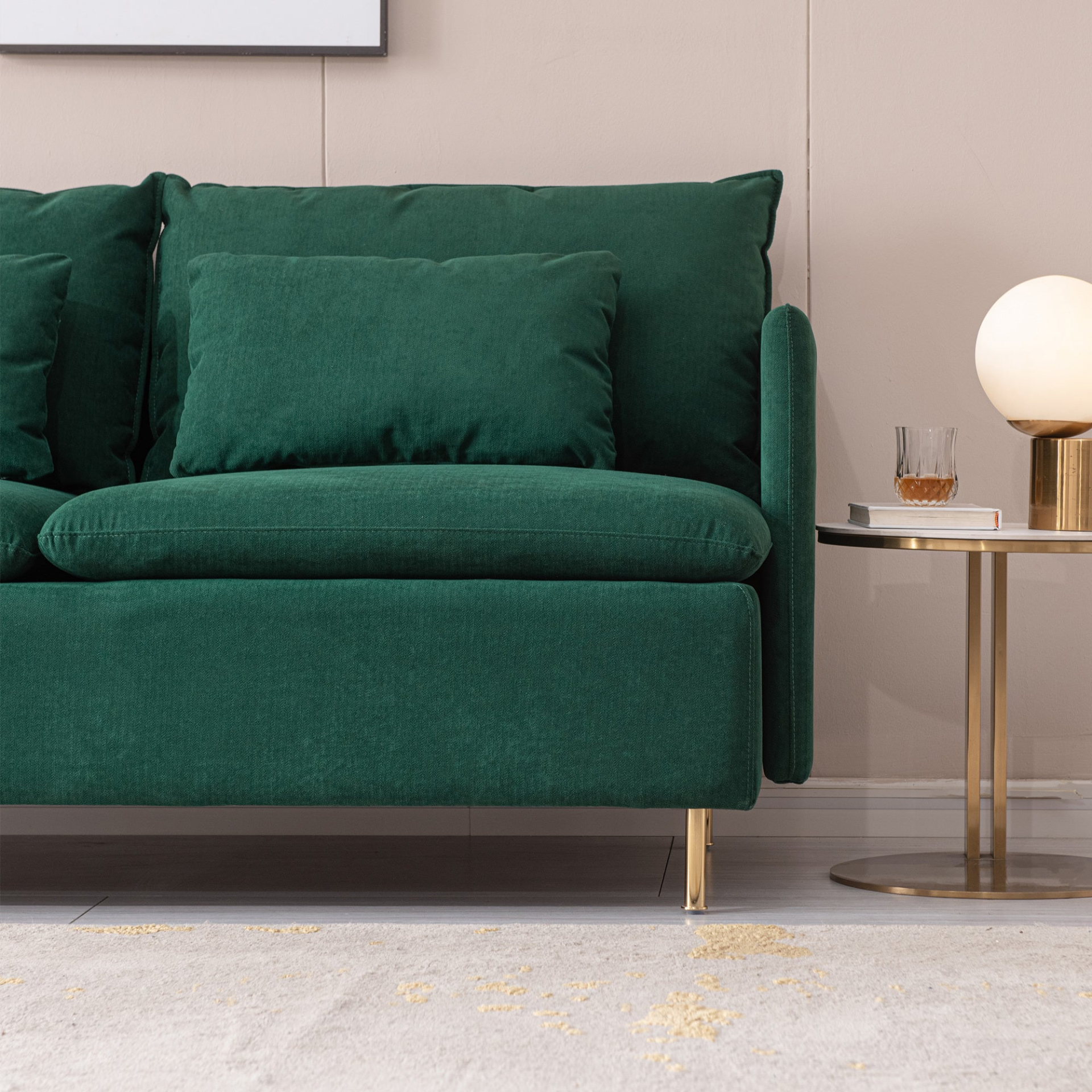 Sofa & Chair sets | Modern Upholstered Loveseat Sofa, Emerald Cotton Linen - 63.8" | casafoyer.myshopify.com