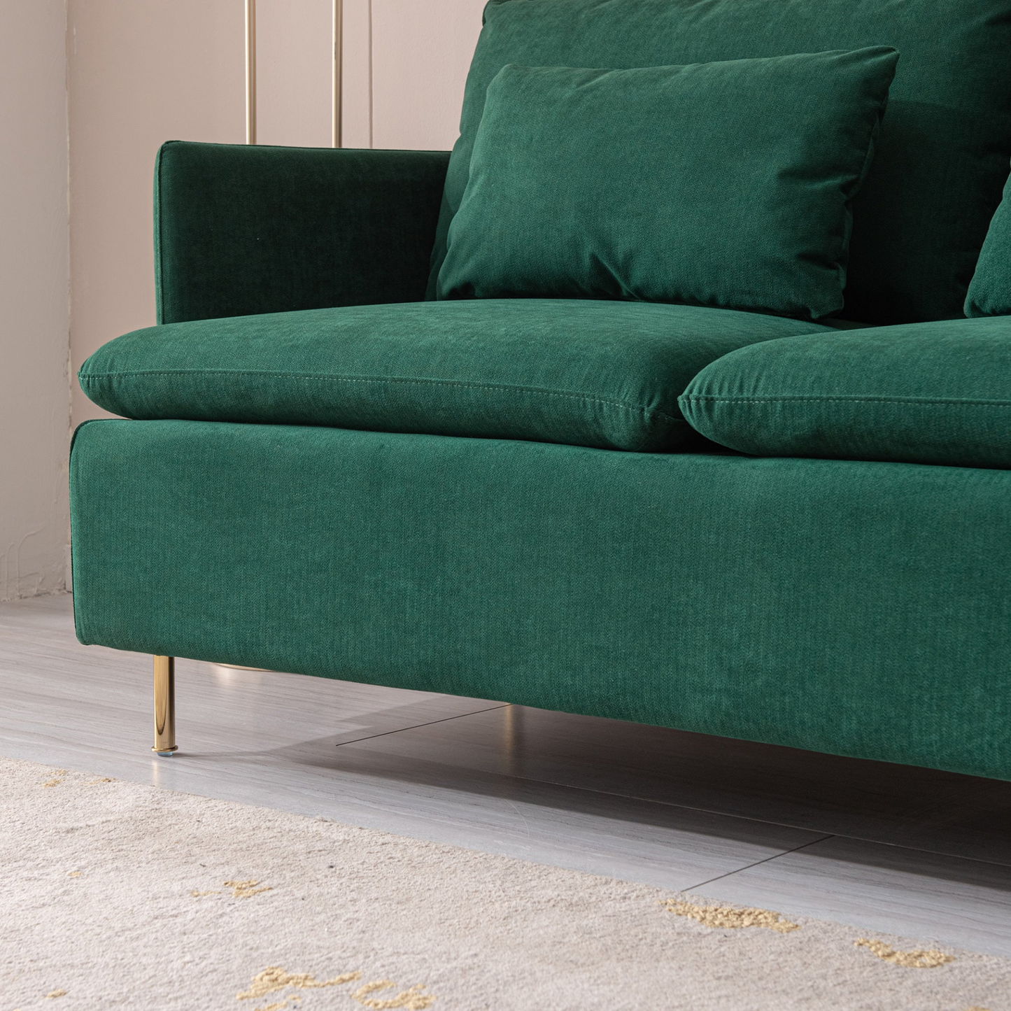 Sofa & Chair sets | Modern Upholstered Loveseat Sofa, Emerald Cotton Linen - 63.8" | casafoyer.myshopify.com