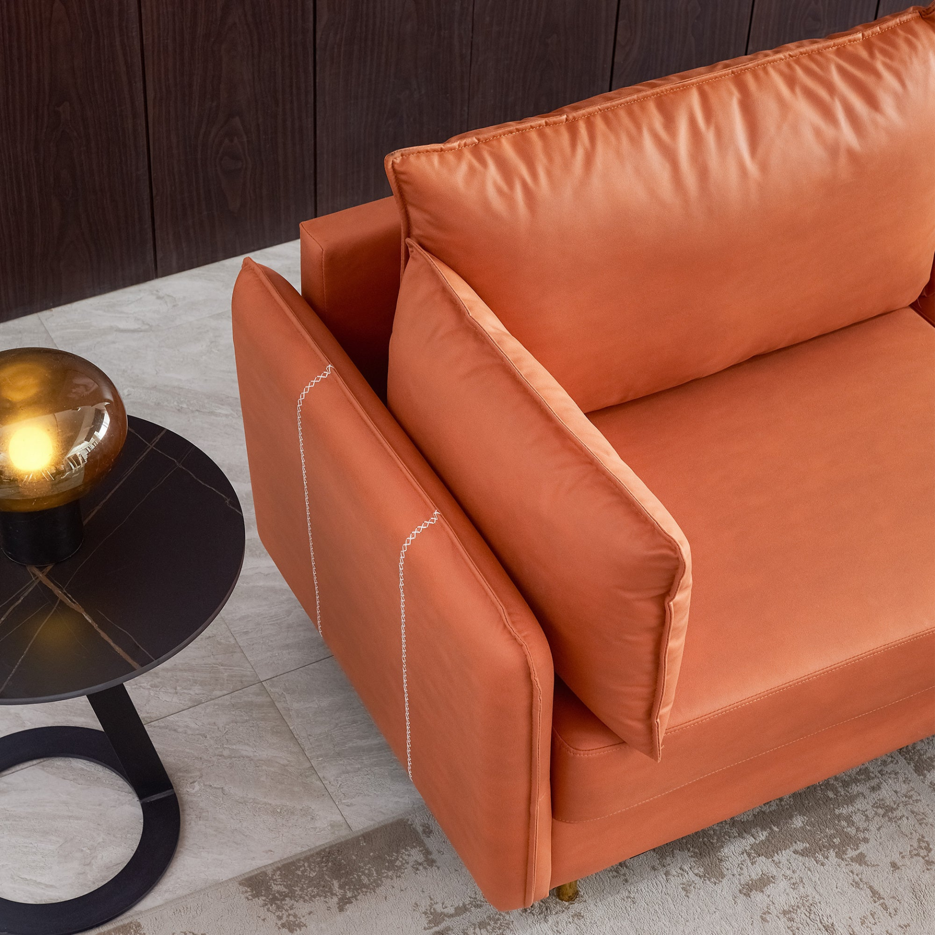 Sofa & Chair sets | L-Shaped Corner Sectional Technical leather Sofa-orange, 92.5*92.5'' | casafoyer.myshopify.com