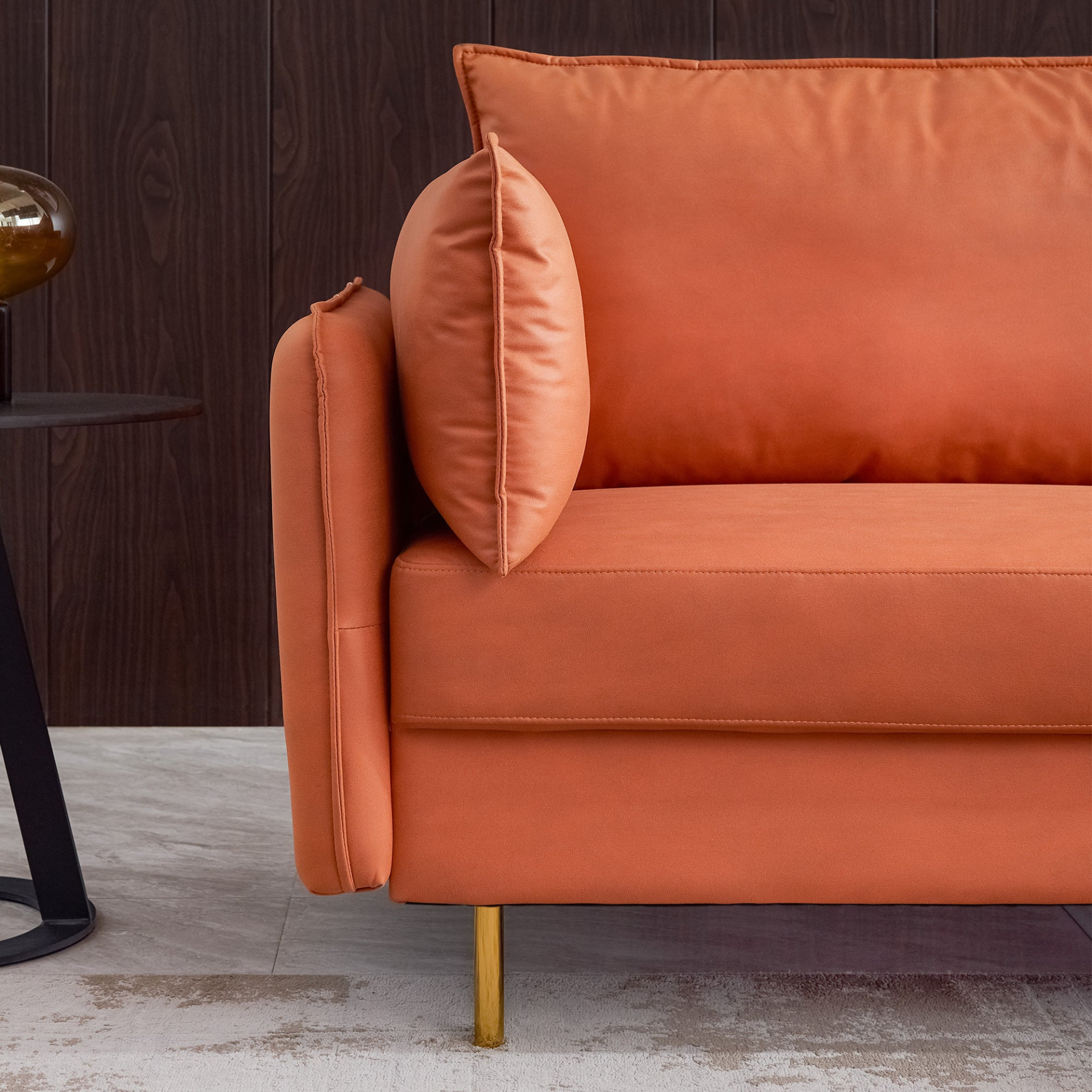 Sofa & Chair sets | L-Shaped Corner Sectional Technical leather Sofa-orange, 92.5*92.5'' | casafoyer.myshopify.com