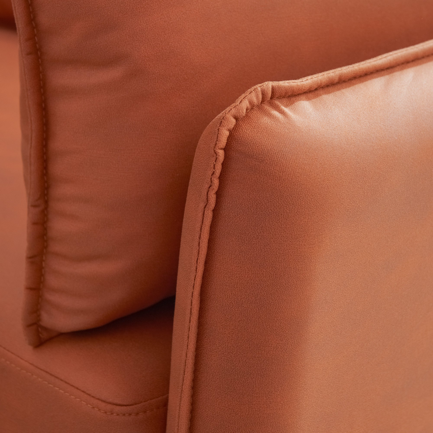 Sofa & Chair sets | L-Shaped Corner Sectional Technical leather Sofa-orange, 92.5*92.5'' | casafoyer.myshopify.com