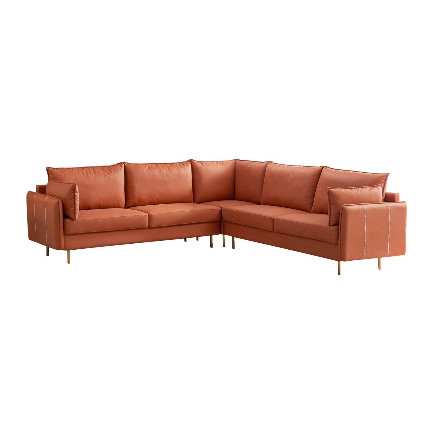 Sofa & Chair sets | L-Shaped Corner Sectional Technical leather Sofa-orange, 92.5*92.5'' | casafoyer.myshopify.com