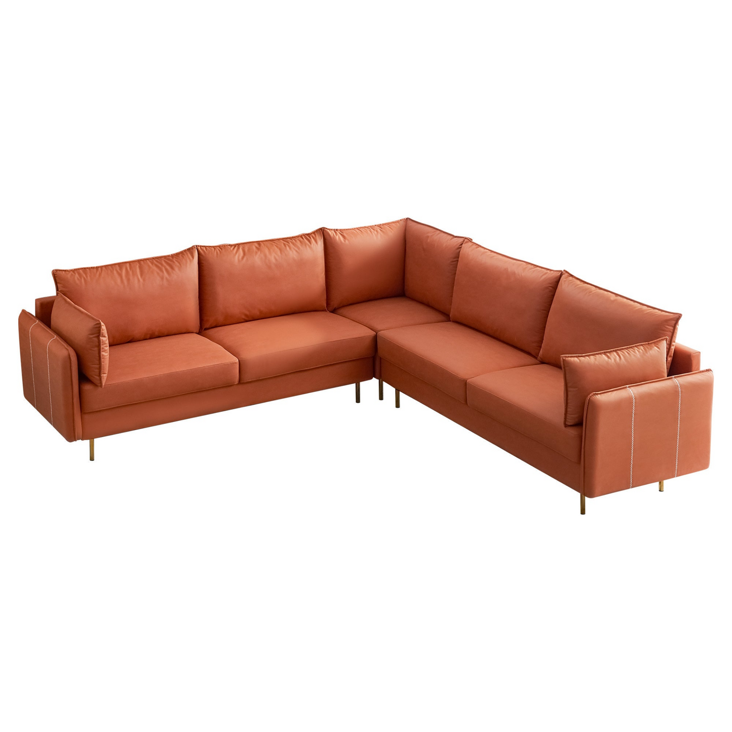 Sofa & Chair sets | L-Shaped Corner Sectional Technical leather Sofa-orange, 92.5*92.5'' | casafoyer.myshopify.com