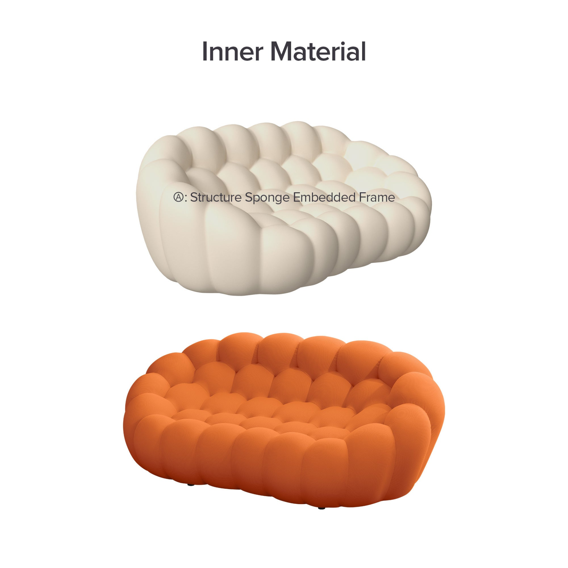 [product_type] | Modern Bubble Floor Couch for Living Room - Orange | Buy Online at Best Price | casafoyer.myshopify.com