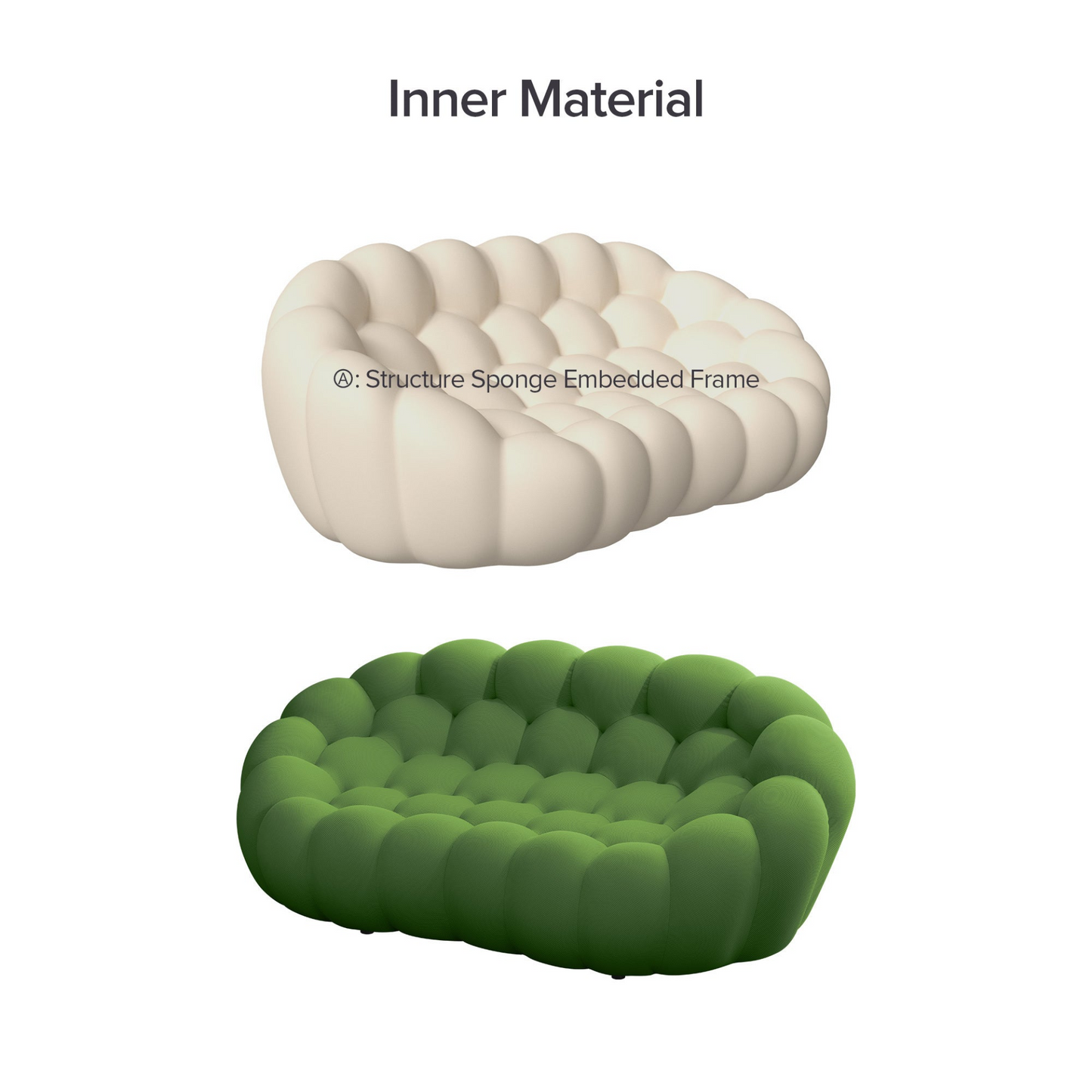 [product_type] | 74.8'' Modern Bubble Floor Couch for Living Room, Green | casafoyer.myshopify.com