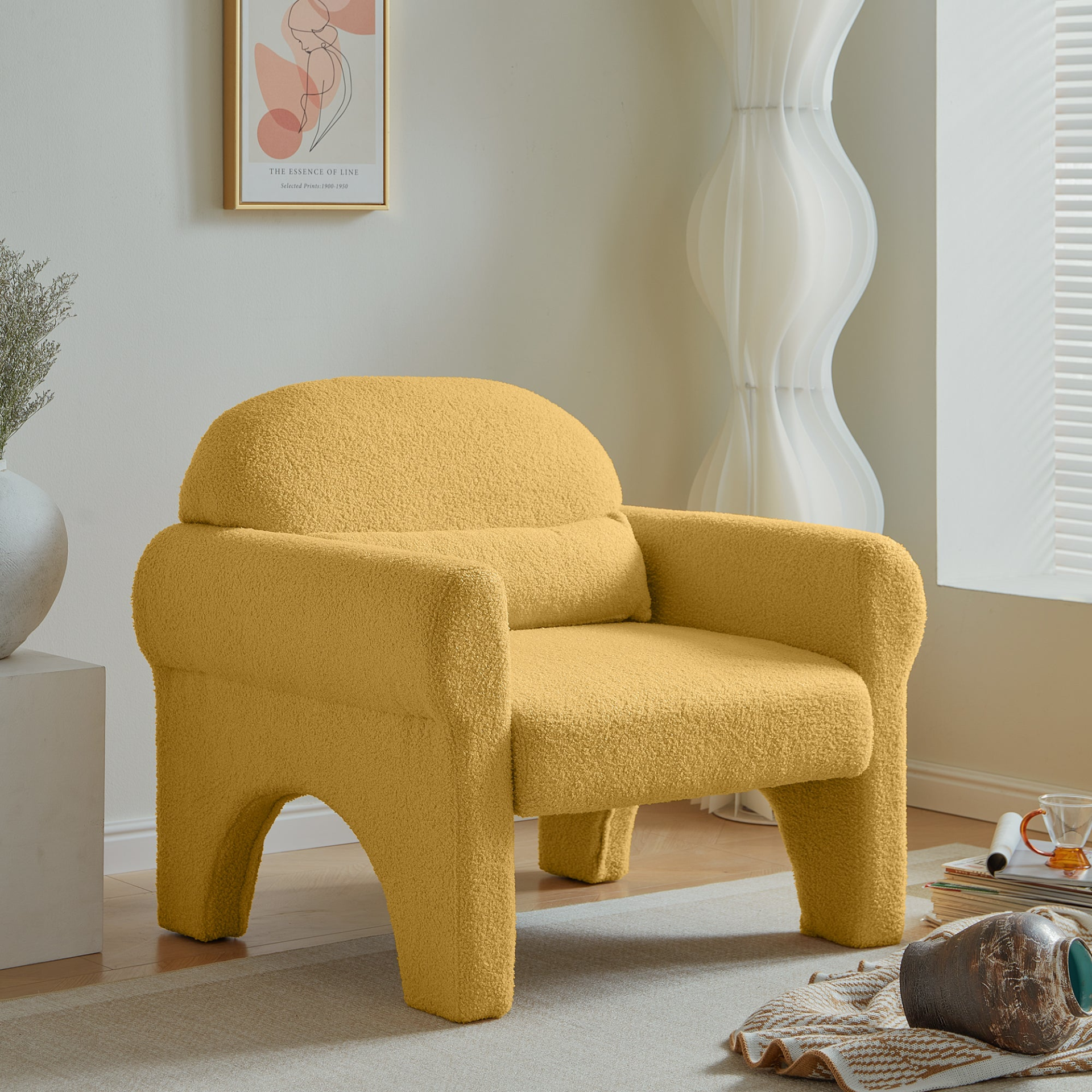 Sofa & Chair sets | modern boucle accent chair with lumbar pillow for living room | casafoyer.myshopify.com