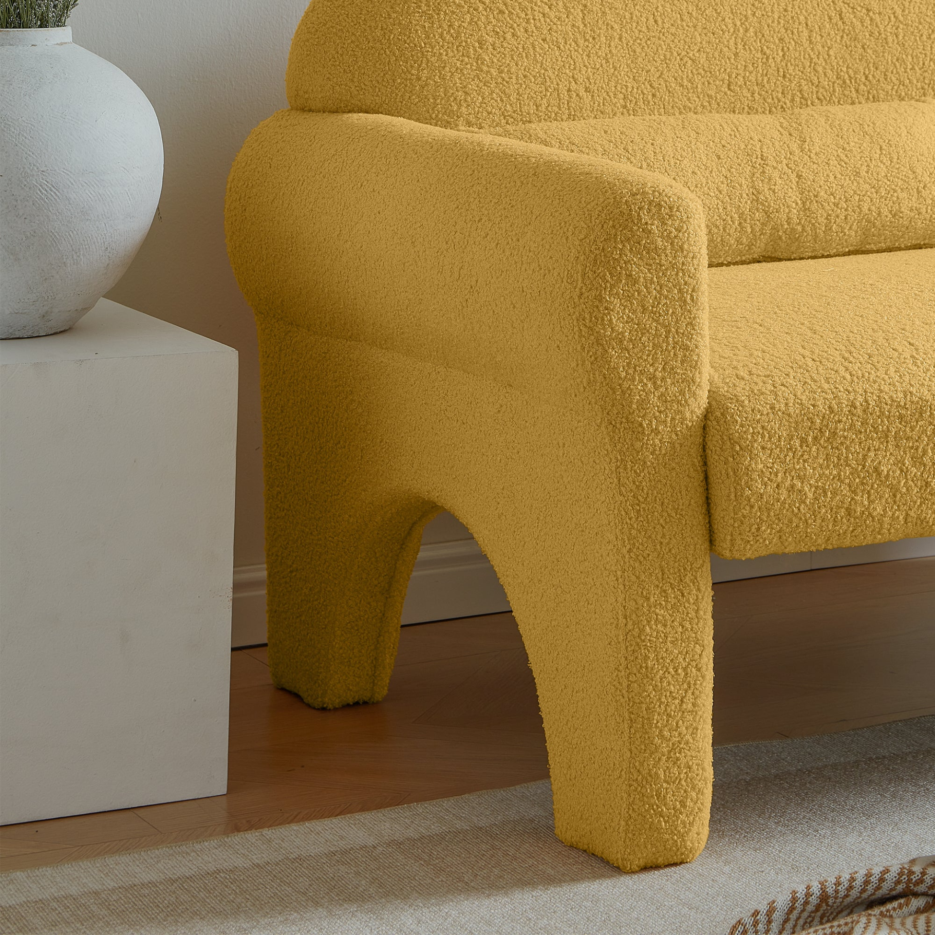 Sofa & Chair sets | modern boucle accent chair with lumbar pillow for living room | casafoyer.myshopify.com